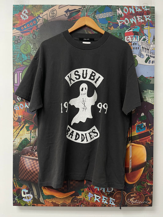 Ksubi Ghost Cracked Logo Heavy Tee Grey New With Tags