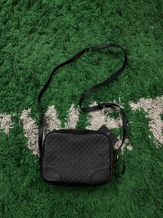 Gucci Microguccissima Monogram Crossbody Bag Black Used OS