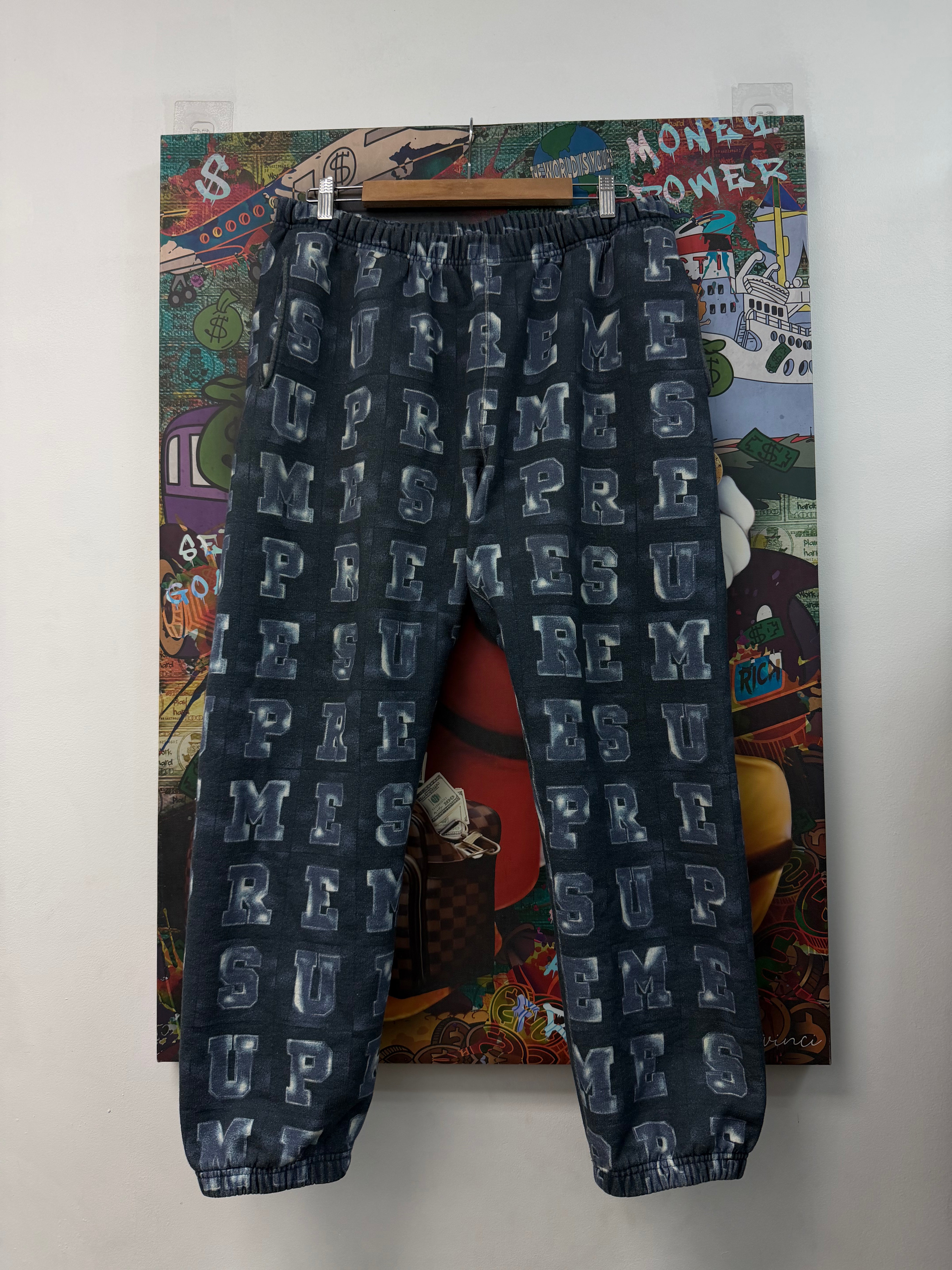 Supreme Navy Monogram Sweats