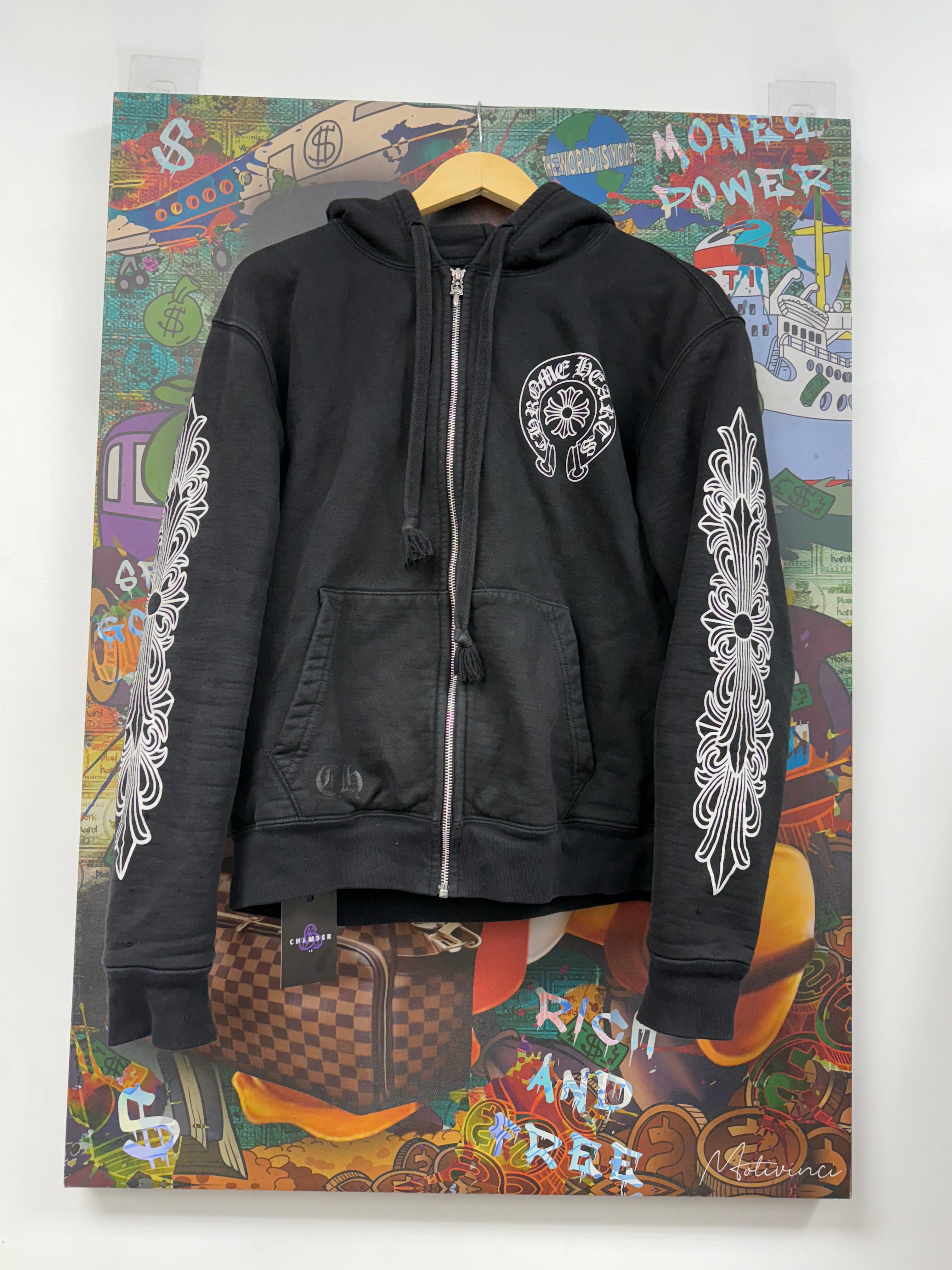 Chrome Hearts Black Thermal Floral Zip Up Hoodie