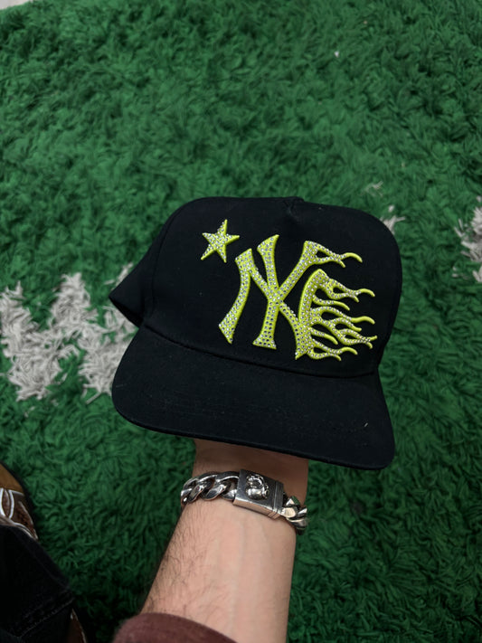 Hellstar NY Flames Snapback Black Neon Used OSFM