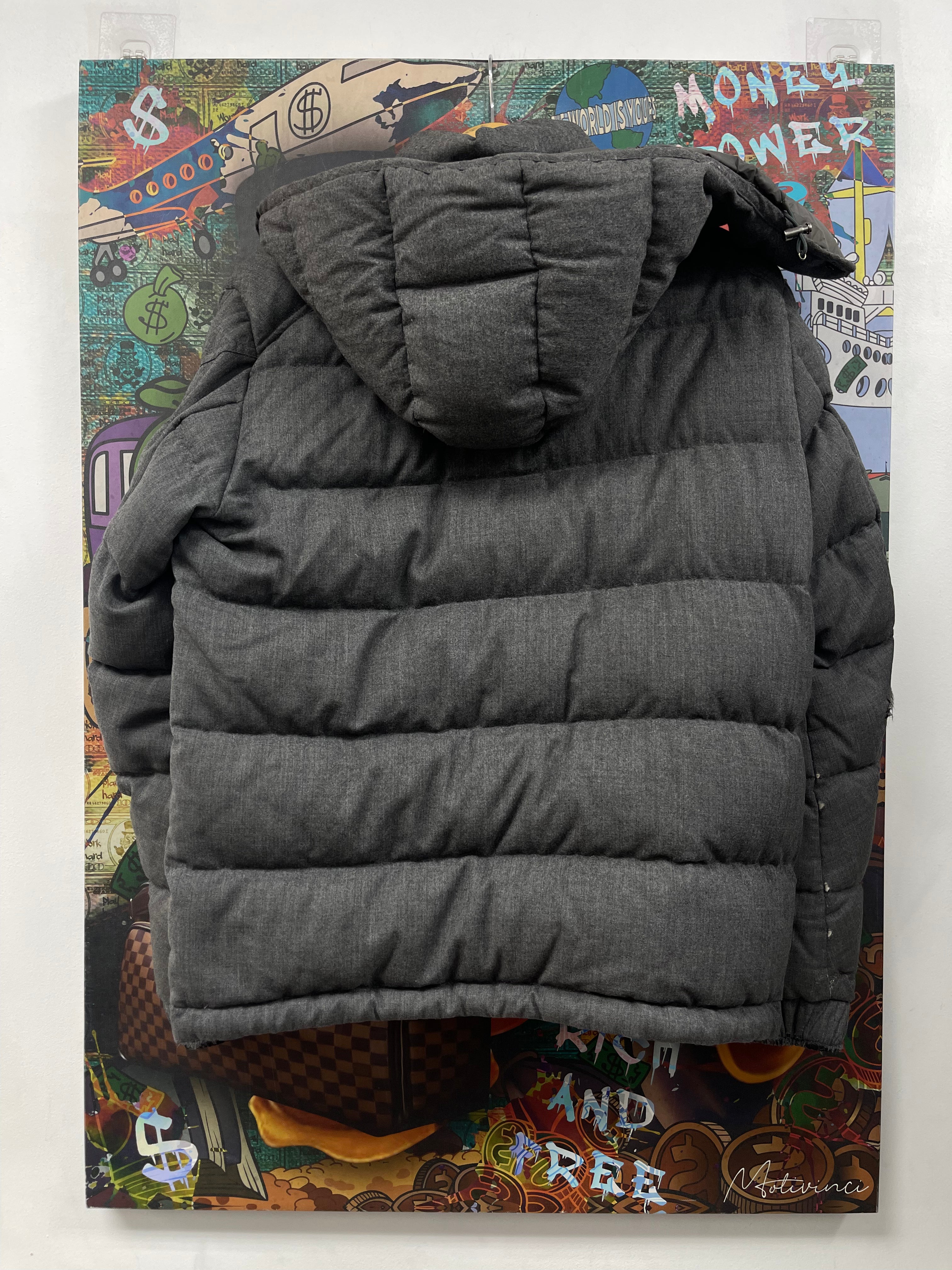 Moncler Grey Felt Maya Puffer Jacket