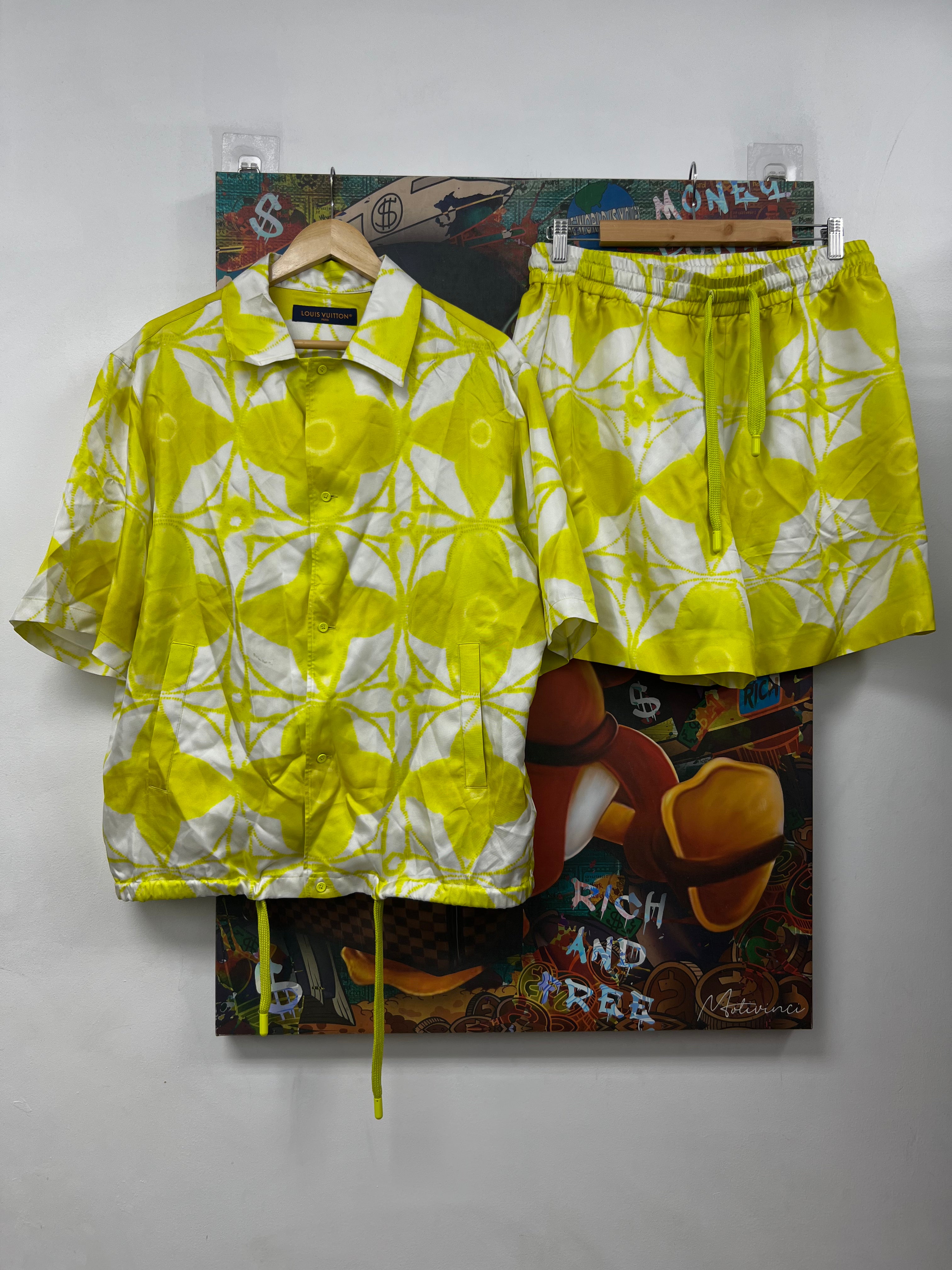 Louis Vuitton Yellow White Monogram Silk Set