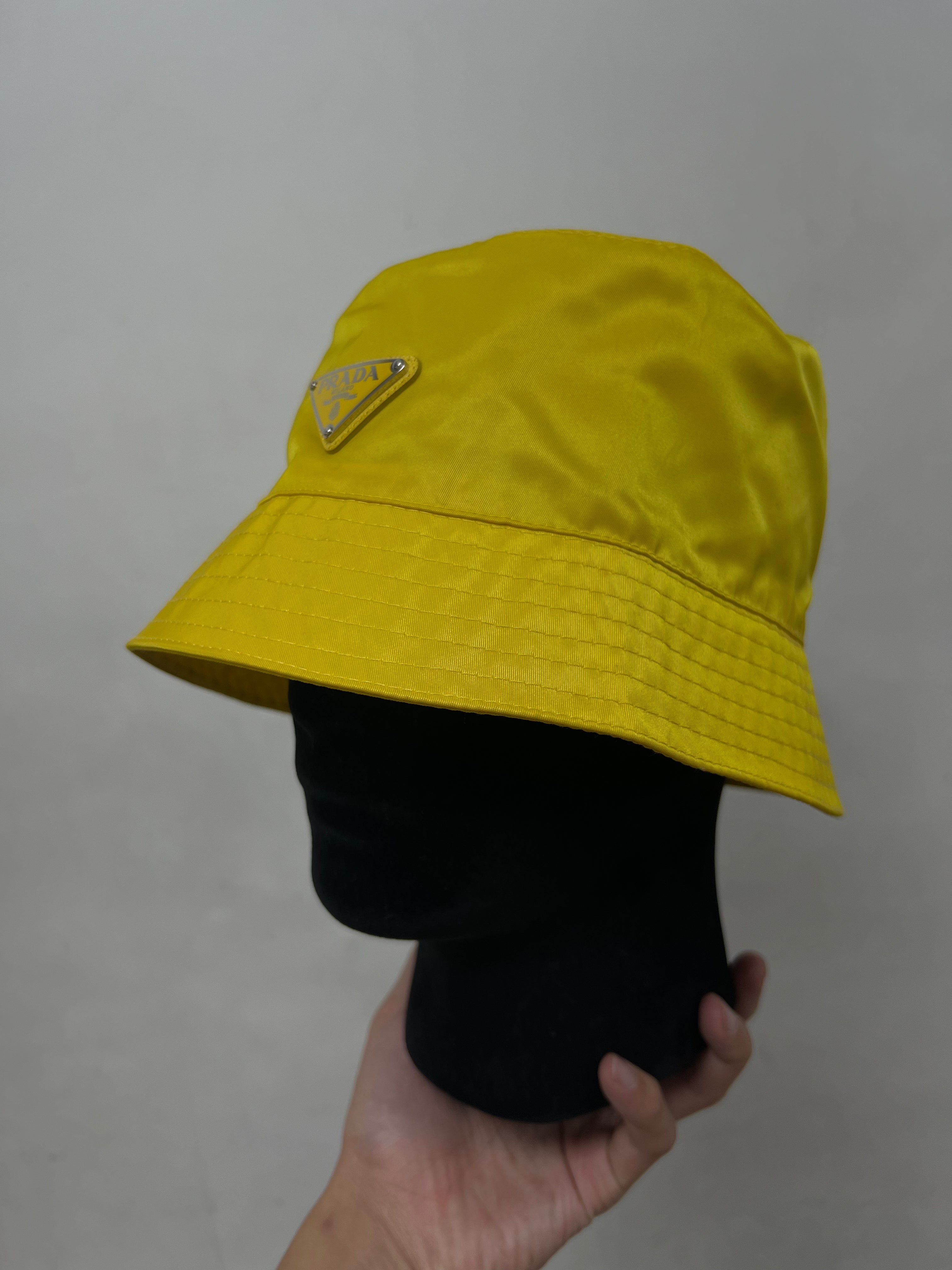 Prada Yellow Nylon Bucket Hat
