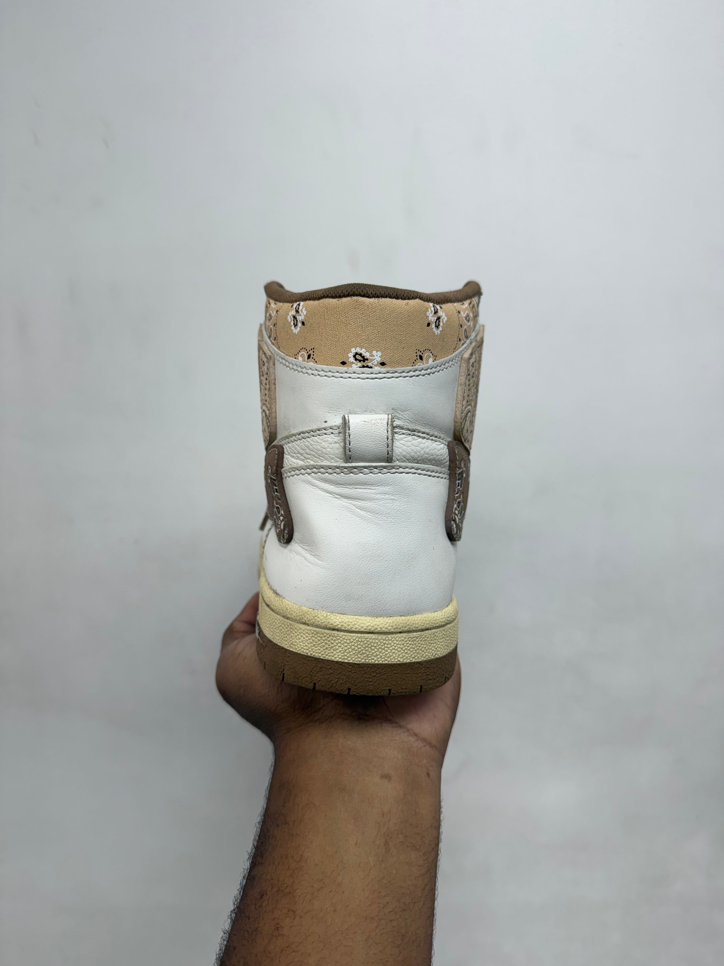 Amiri White Brown Paisley Skel Top High Sneakers