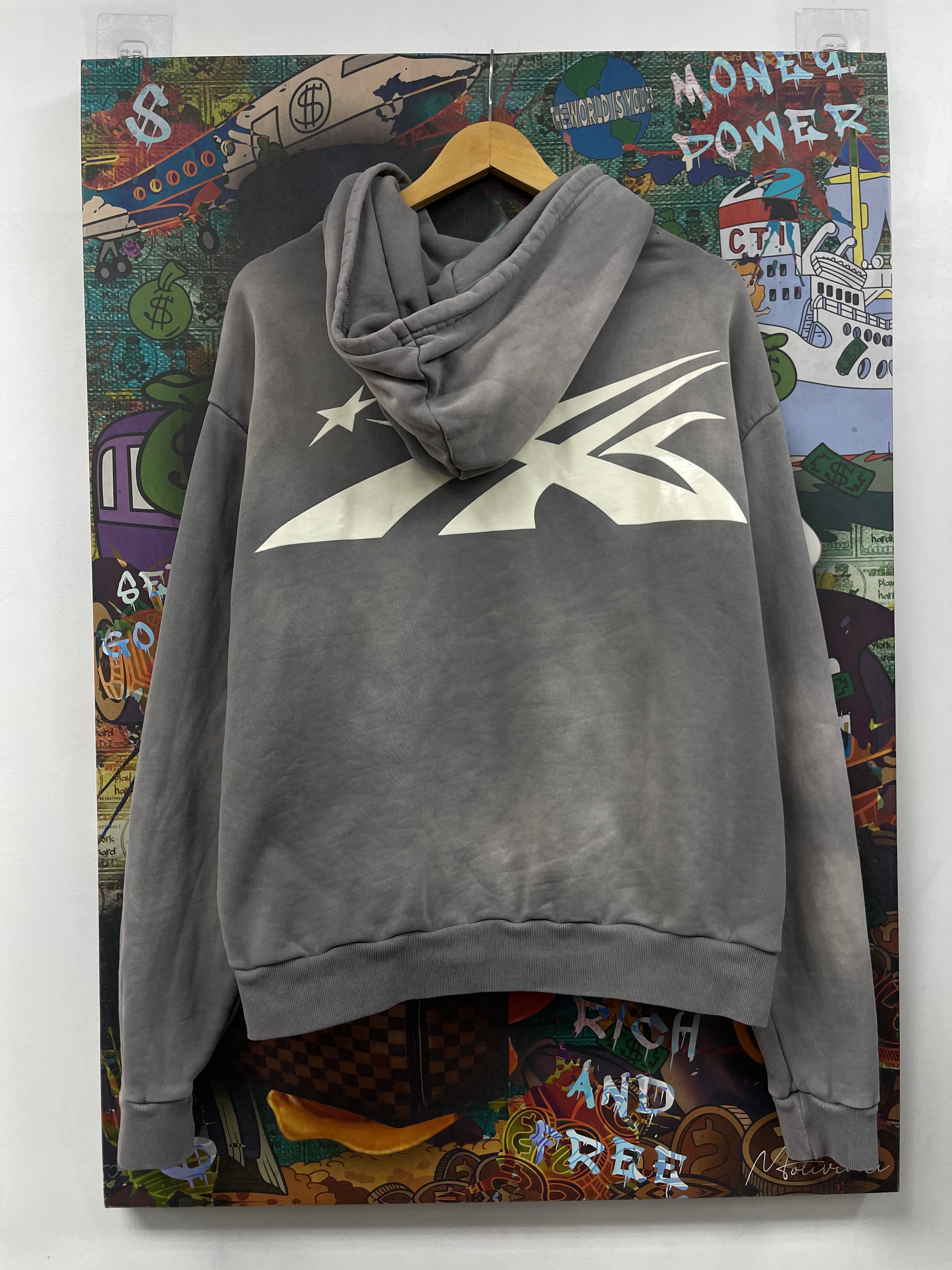 Hellstar Grey Sport Logo Gel Zip Up Hoodie