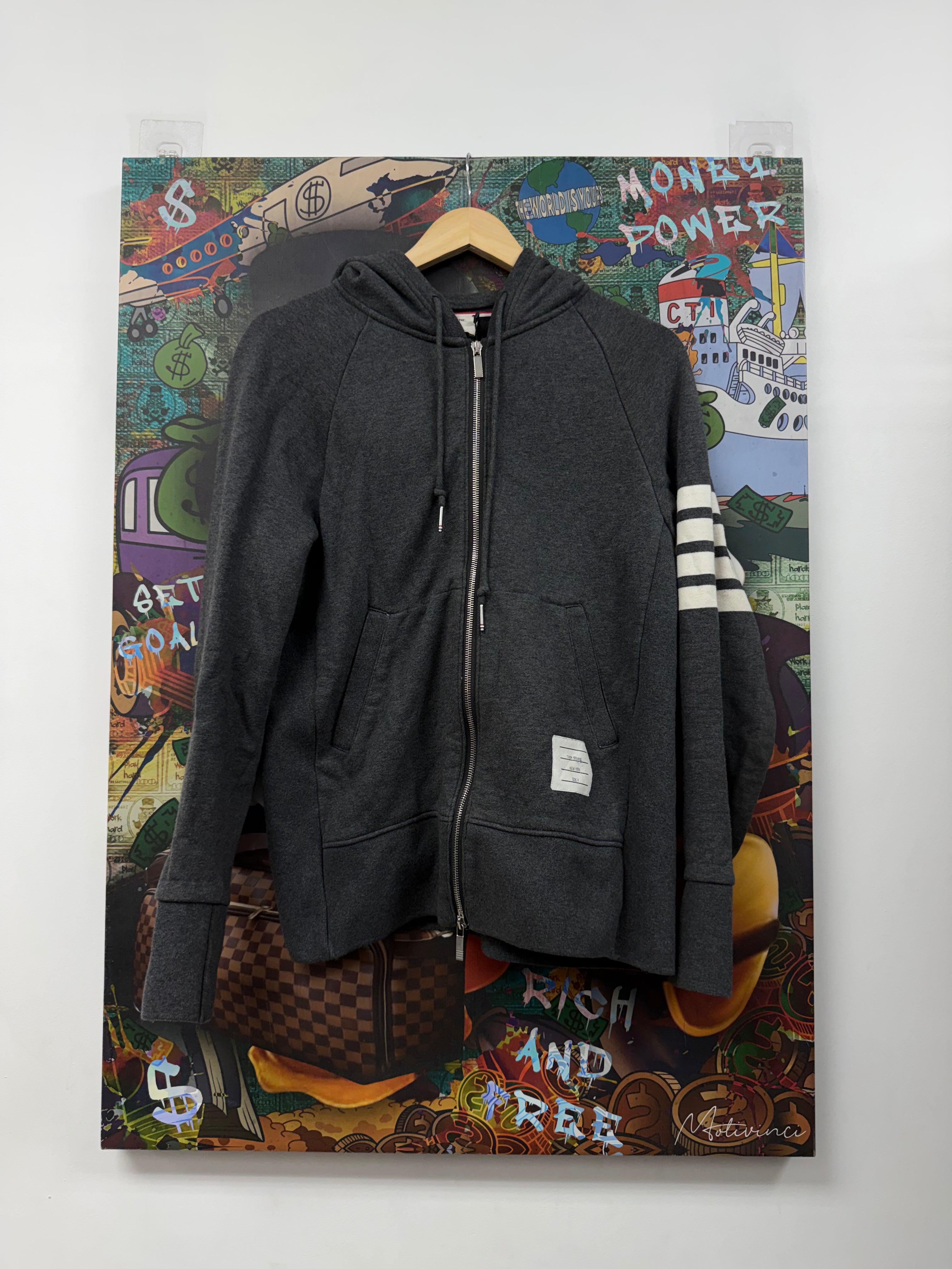 Thom Browne Charcoal Grey 4 Bar Zip Up