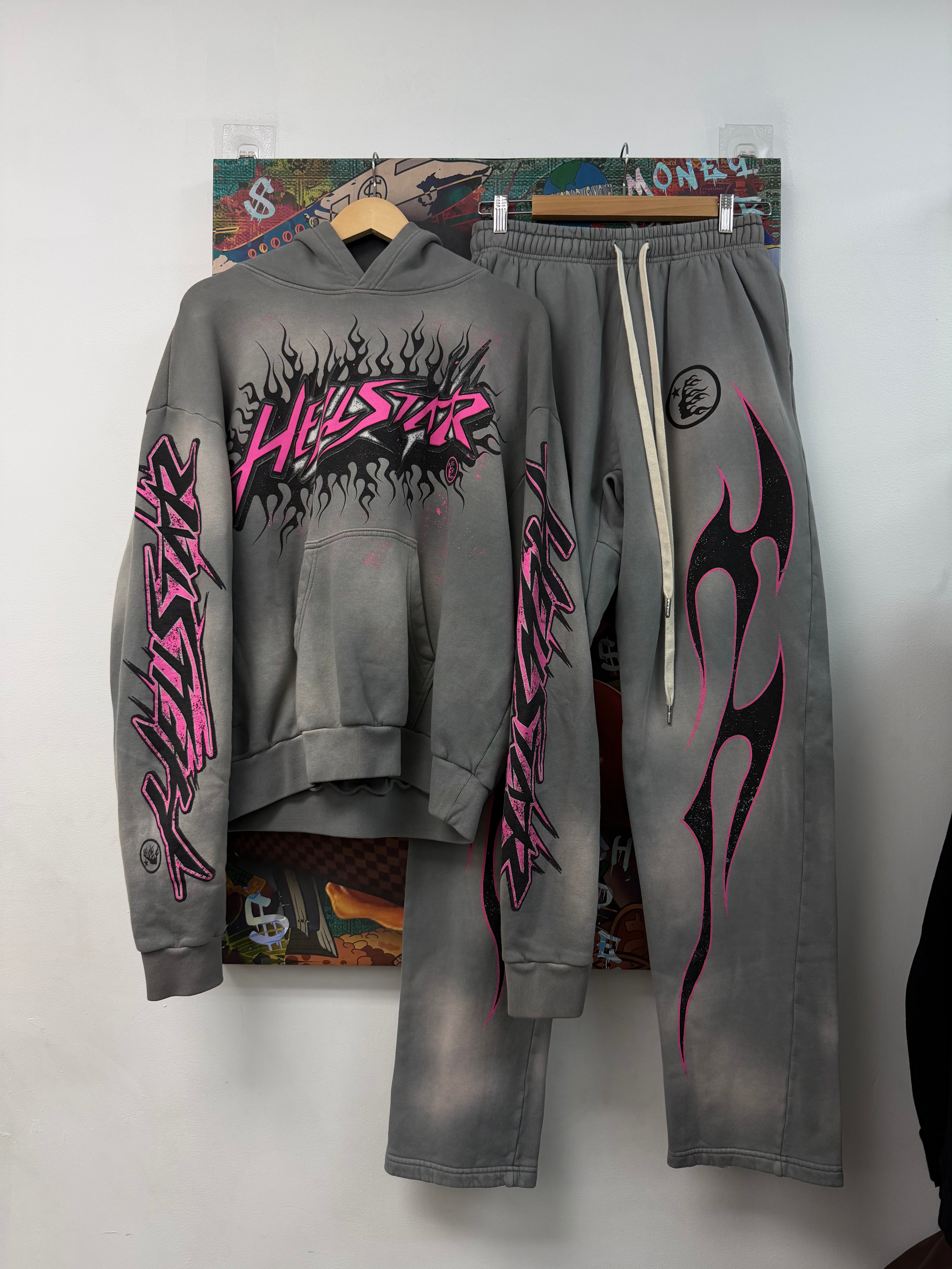 Hellstar Grey Pink Future Flames Sweatsuit