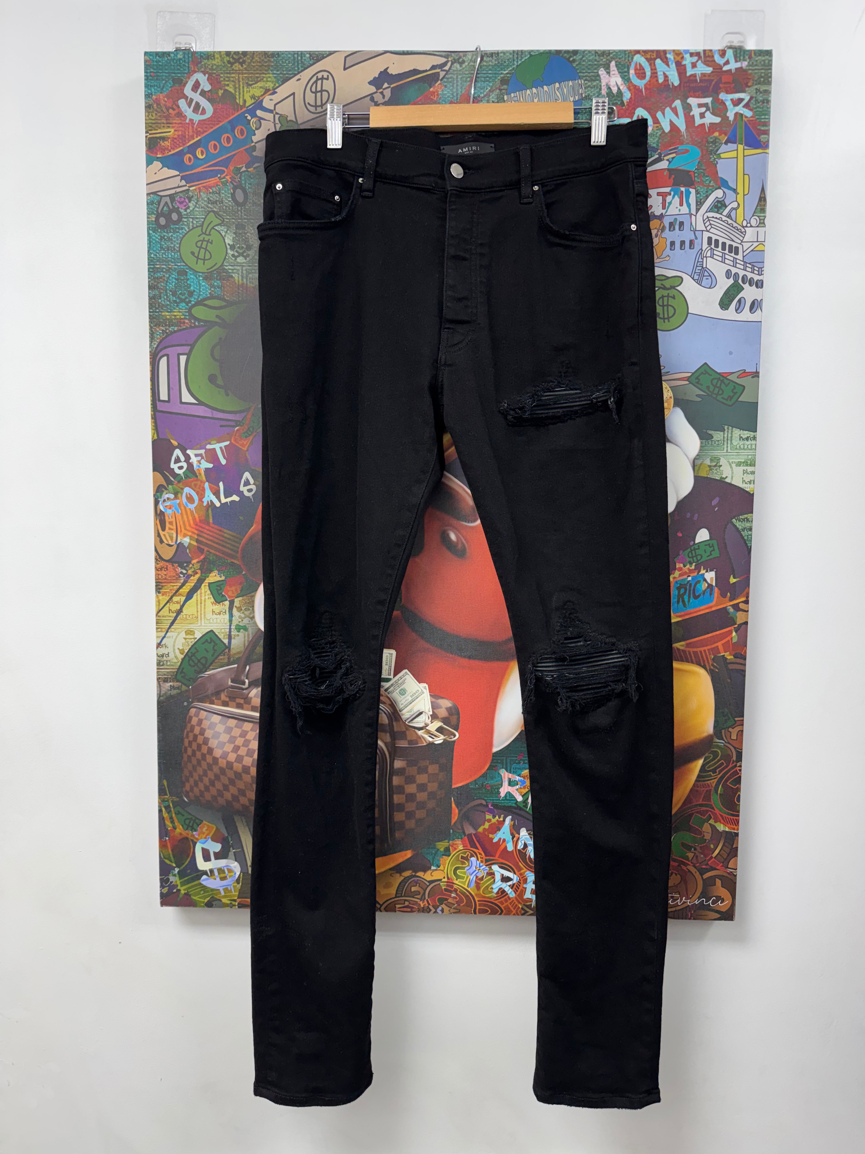 Amiri MX1 Black Black Patch Jeans
