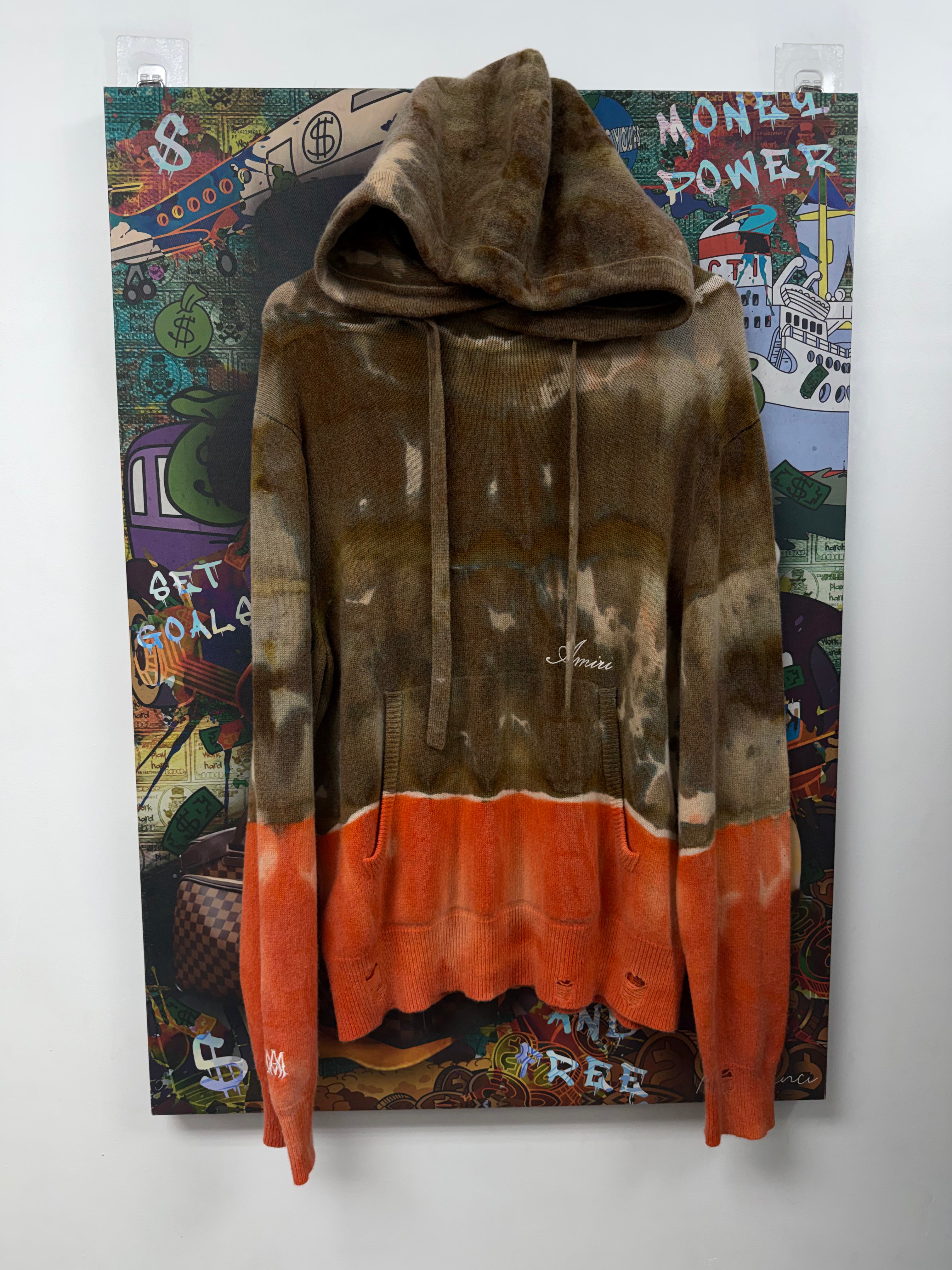 Amiri Brown Orange Cashmere Script Hoodie