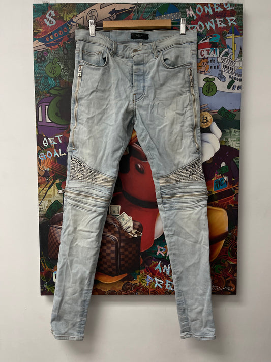 Amiri MX2 Blue White Paisley Jeans Used