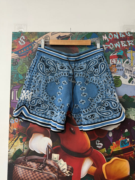 Amiri MA Knit Shorts Baby Blue (Missing Lace Locks) Used