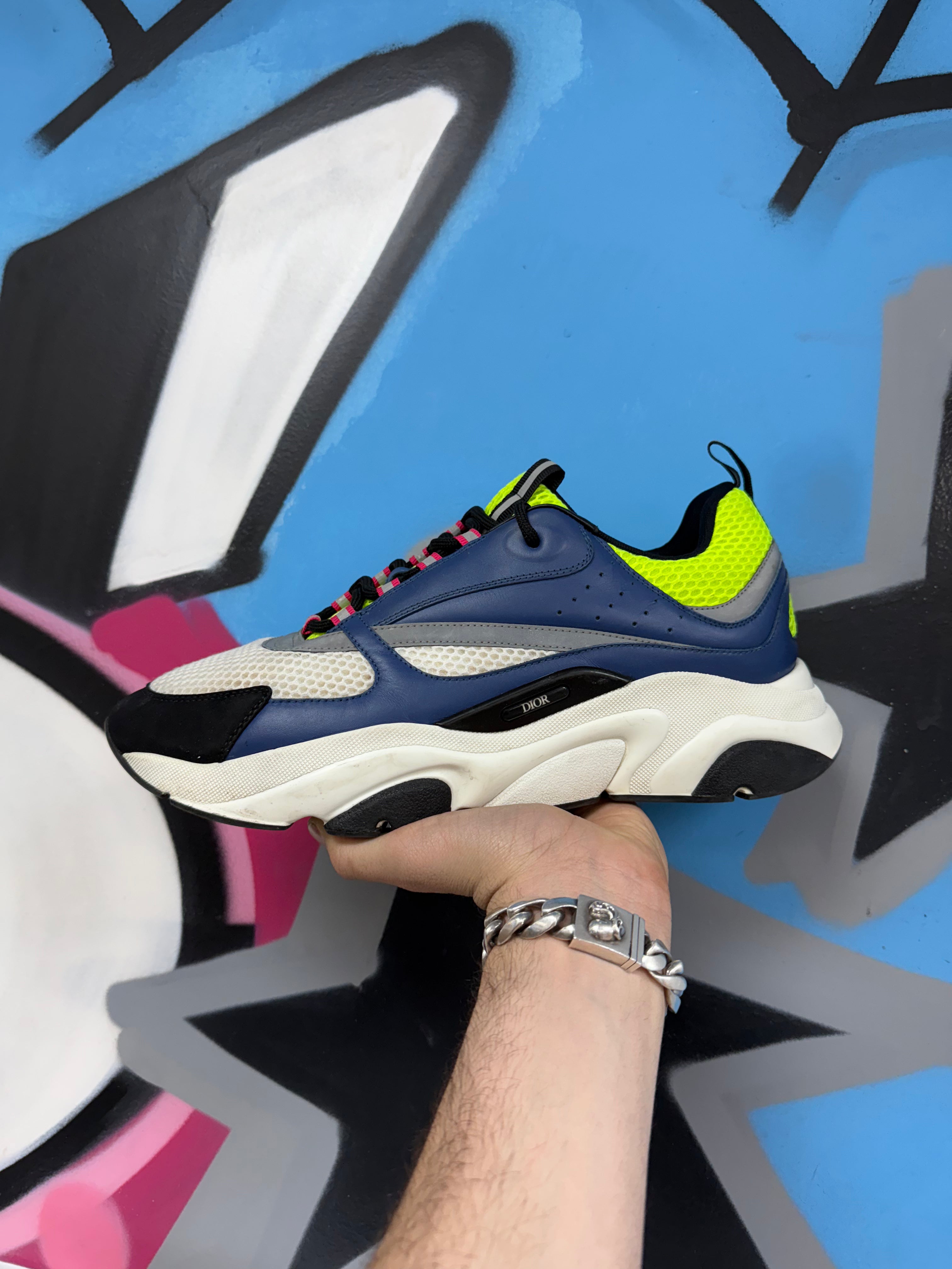 Dior B22 Navy Pink Lime Sneakers