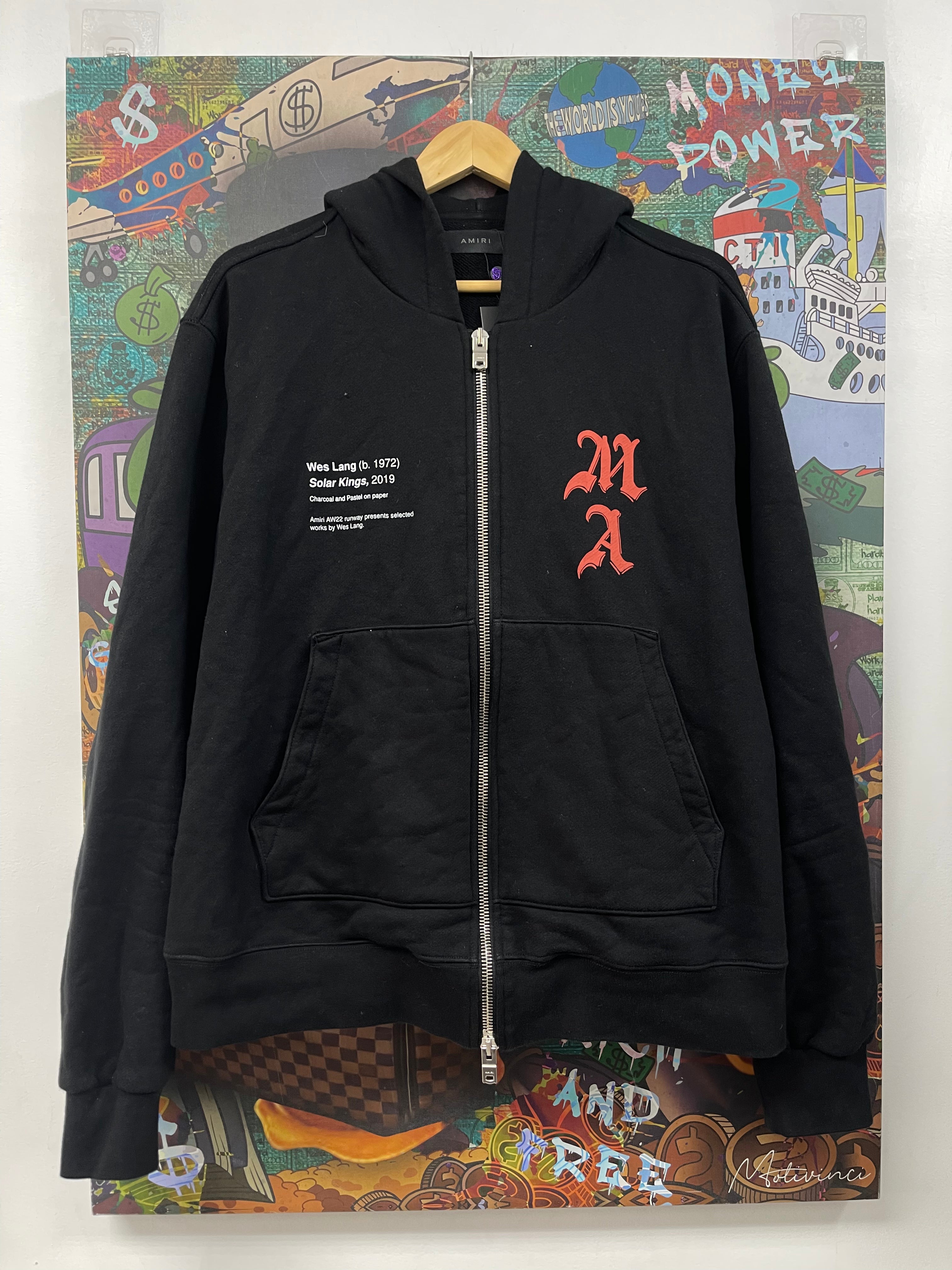 Amiri Black Wes Lang Zip Up Hoodie