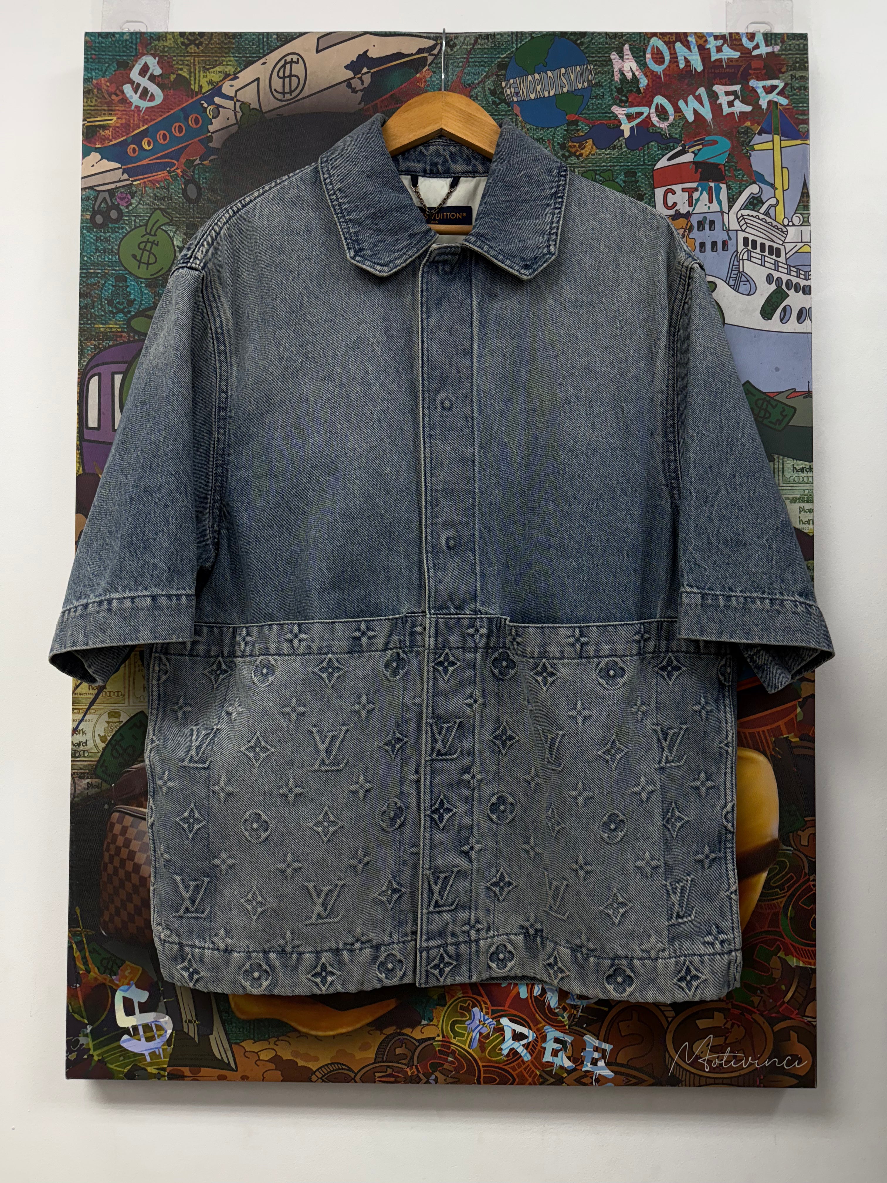 Louis Vuitton Light Wash Monogram Button Up Shirt