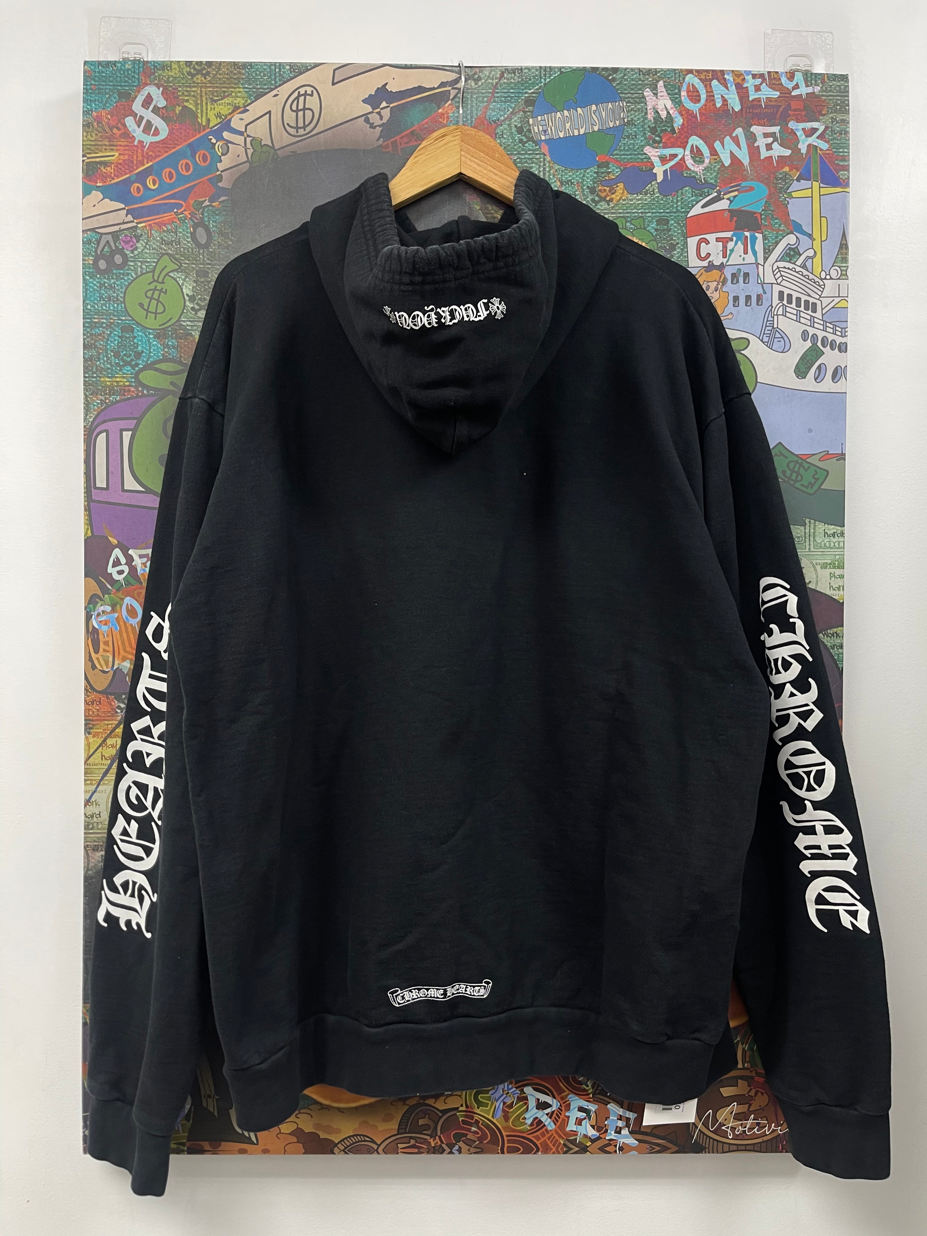 Chrome  Hearts Black White Fuck You Vertical Logo Hoodie