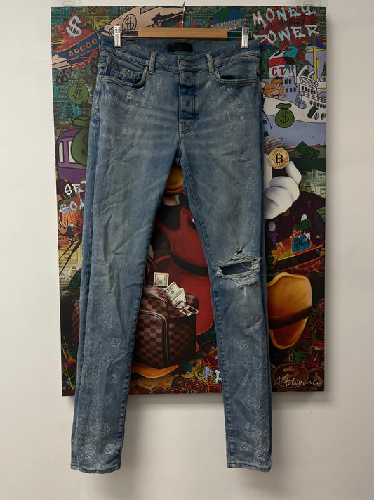 Amiri Jeans Light Wash Paisley Jeans Used