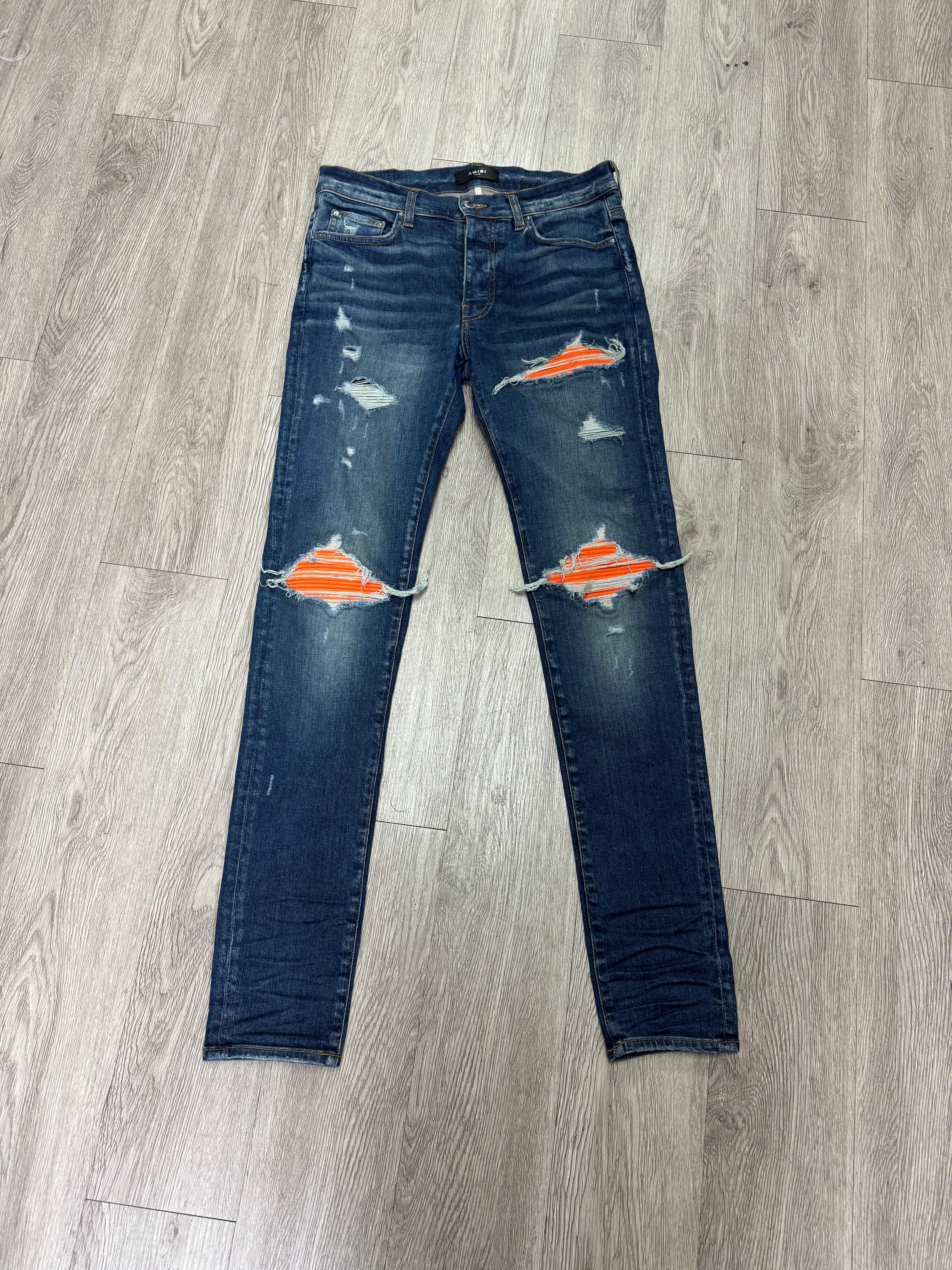 Amiri MX1 Deep Classic Orange Patch Jeans