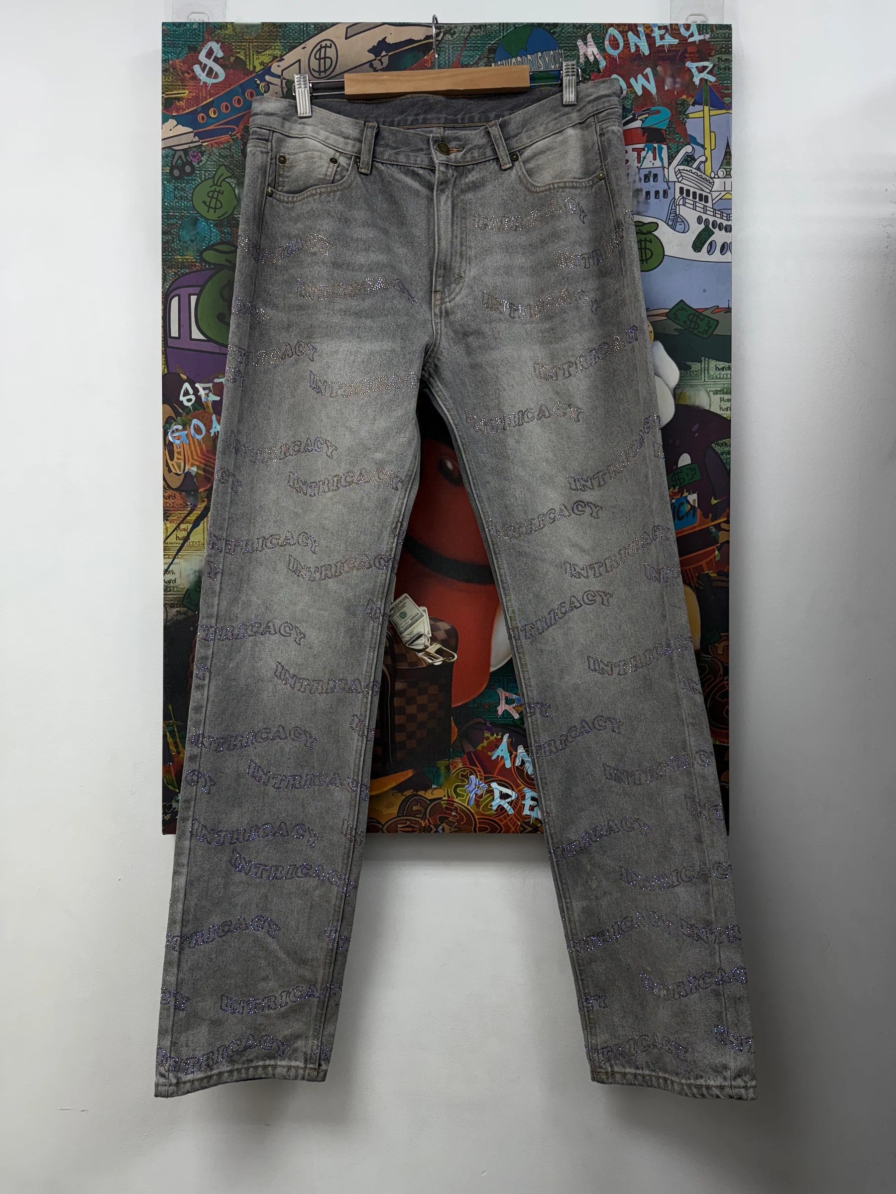 Lost Intricacy Rhinestone All Over Grey Jeans