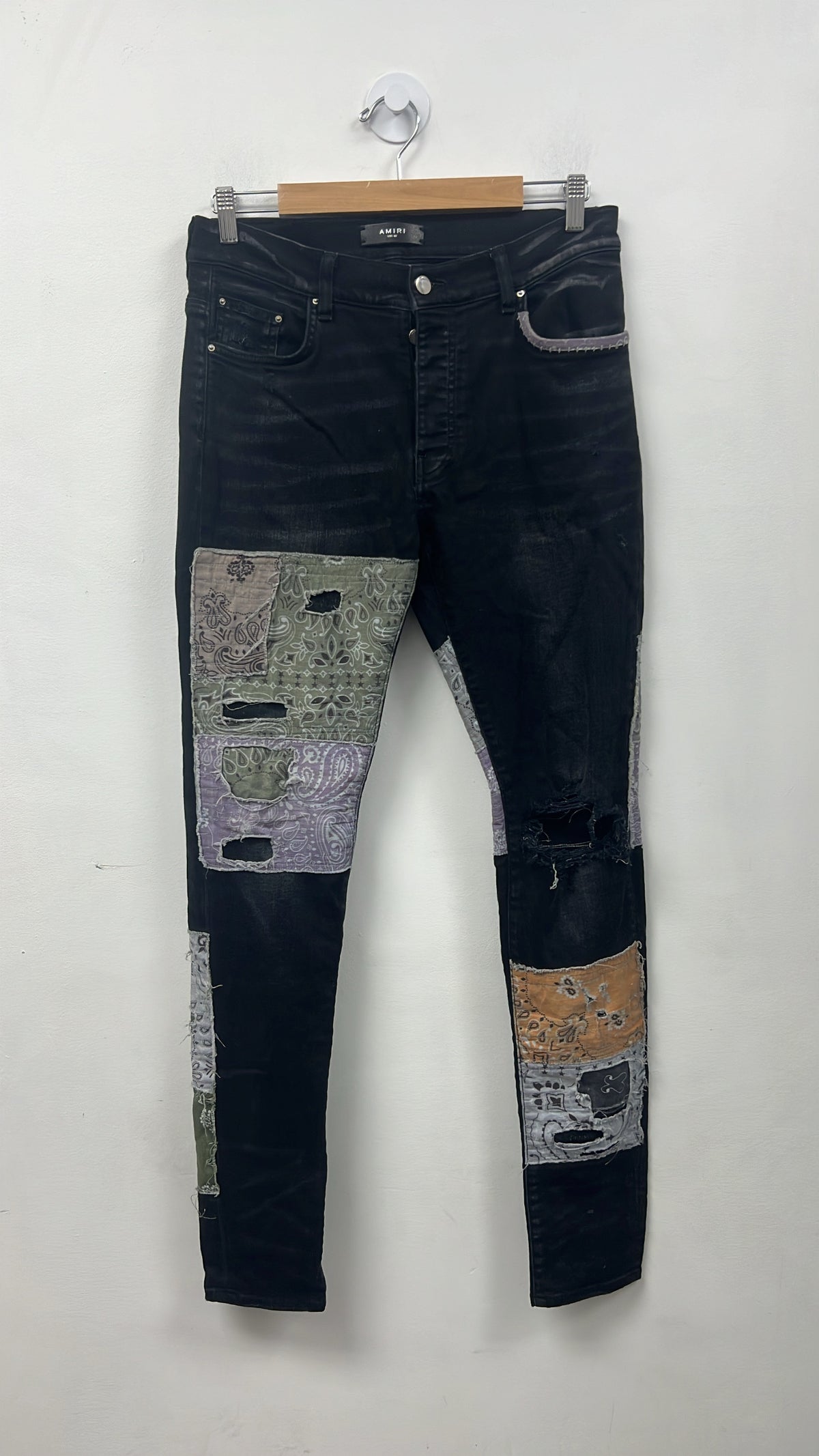Amiri Black Halloween Patchwork Jeans