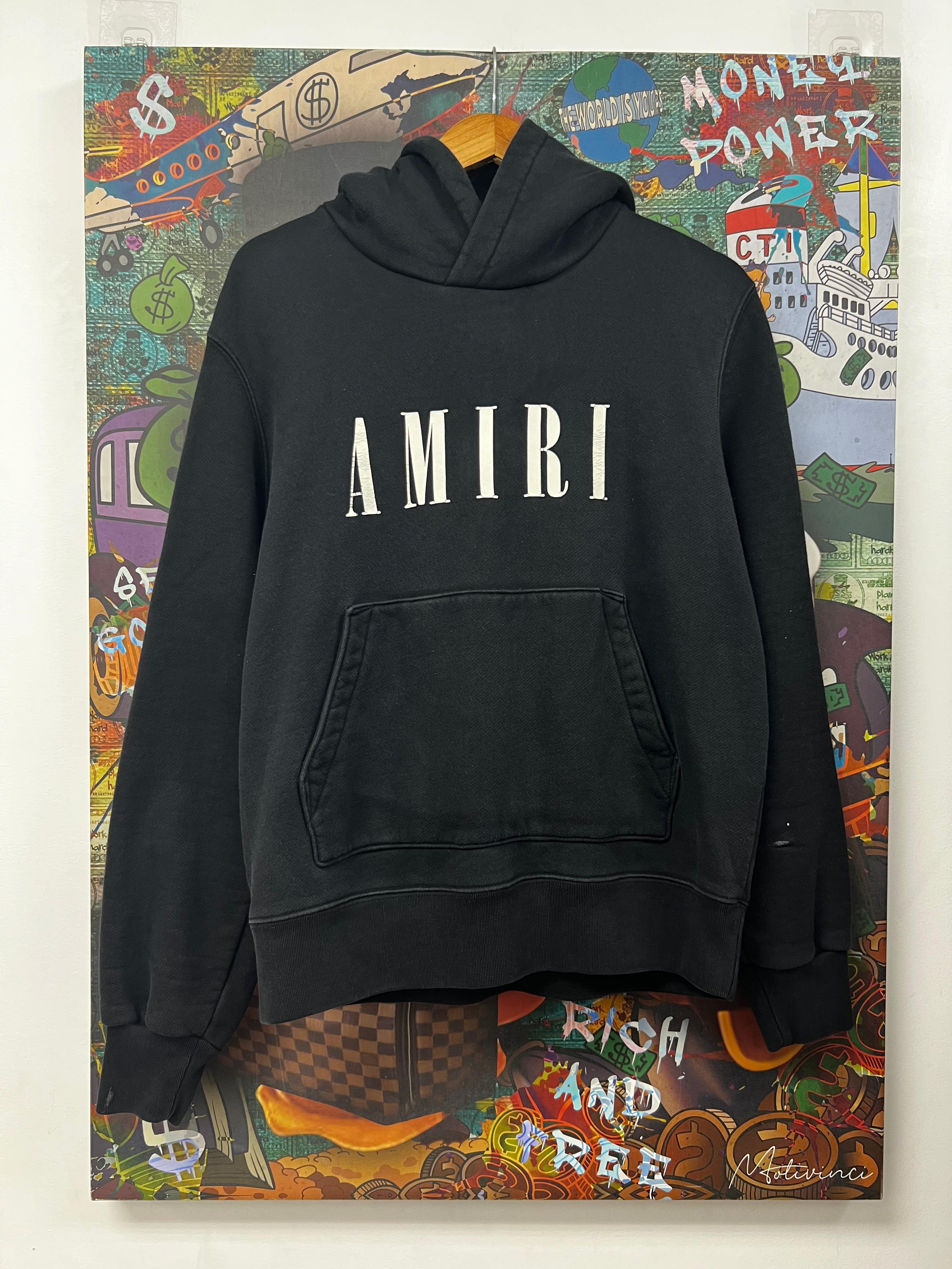Amiri Black White Core Logo Hoodie