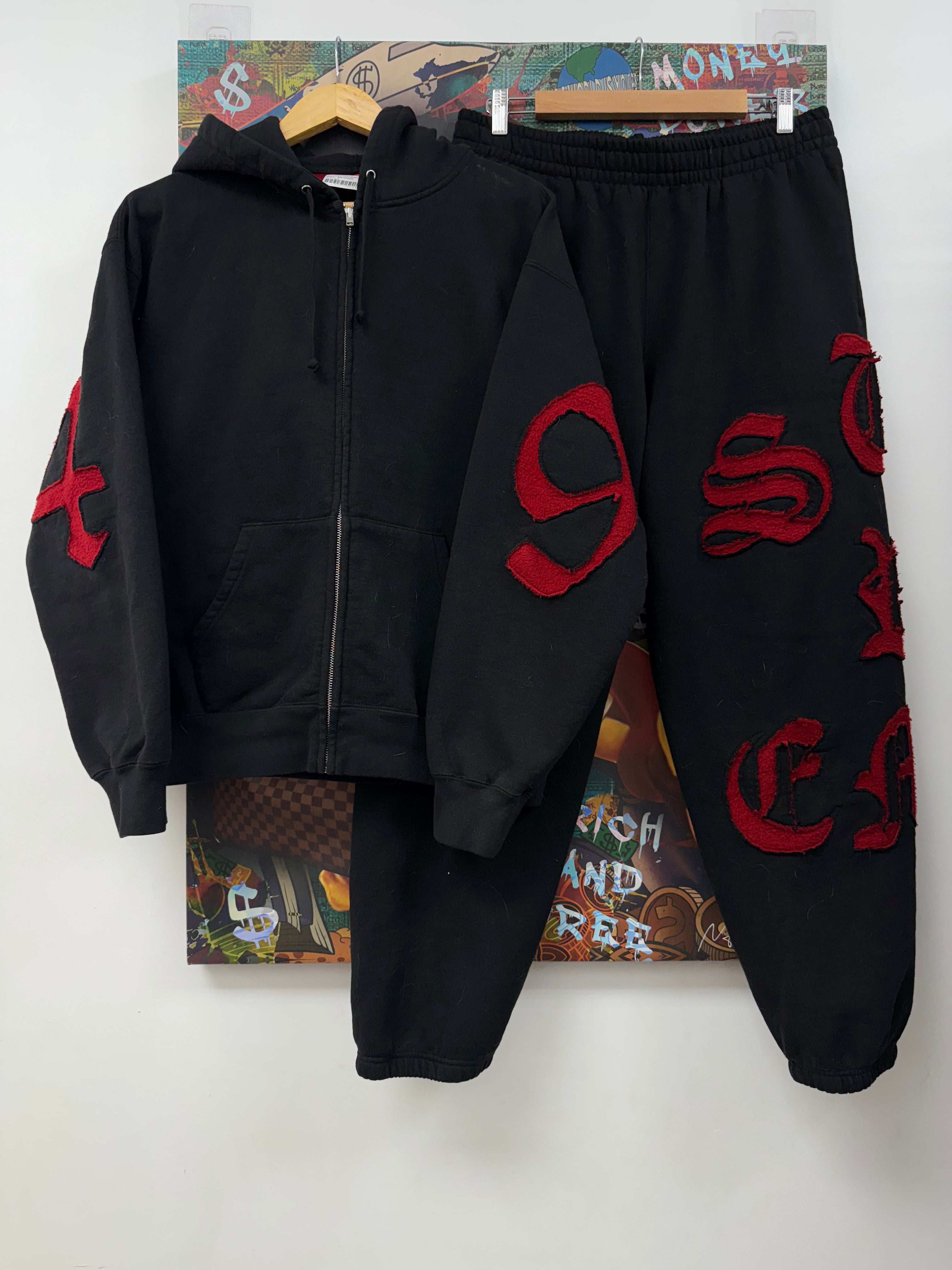Supreme Cutout Black Red Sweatsuit