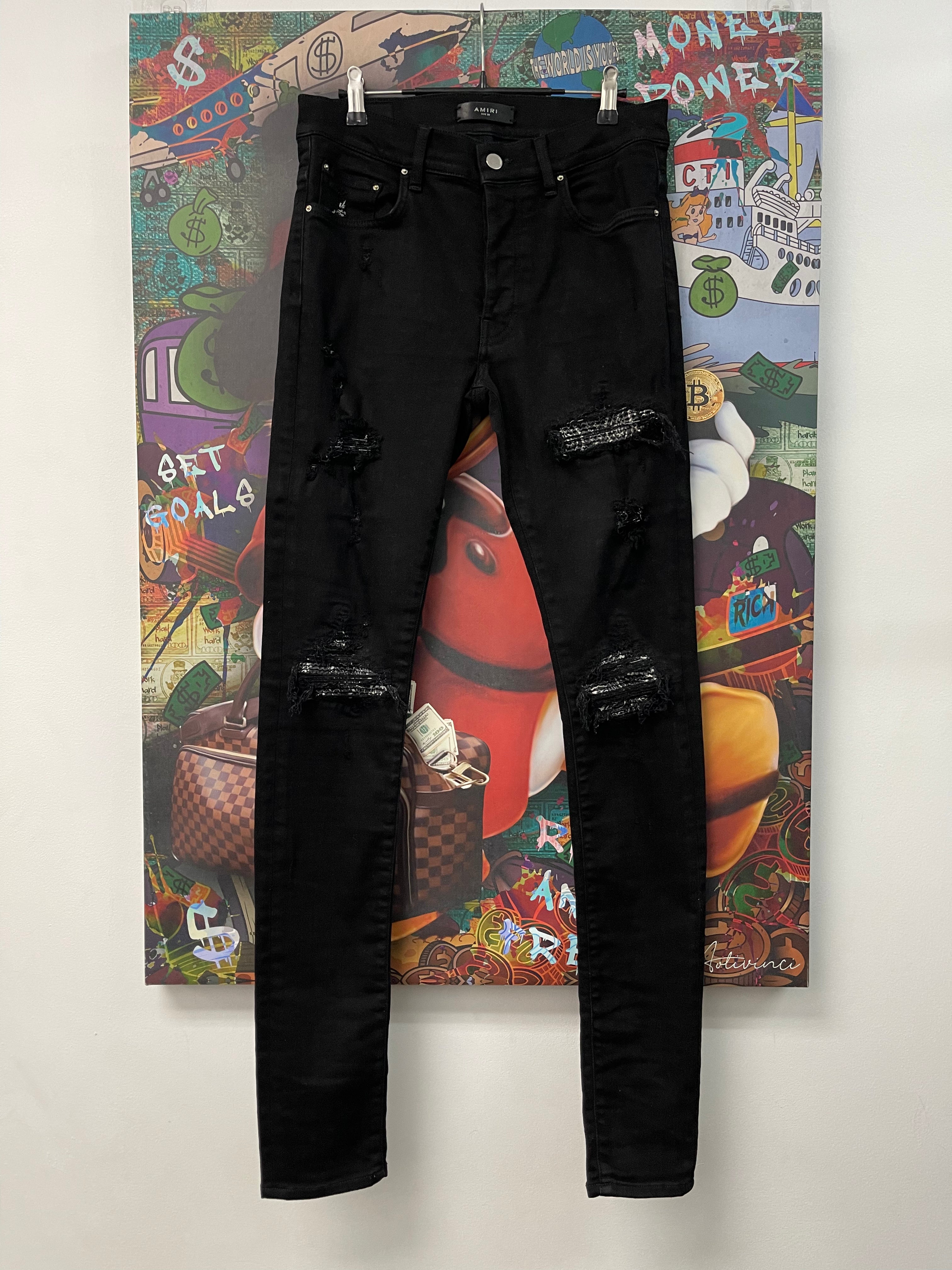 Amiri Black Paisley Patch MX1 Jeans