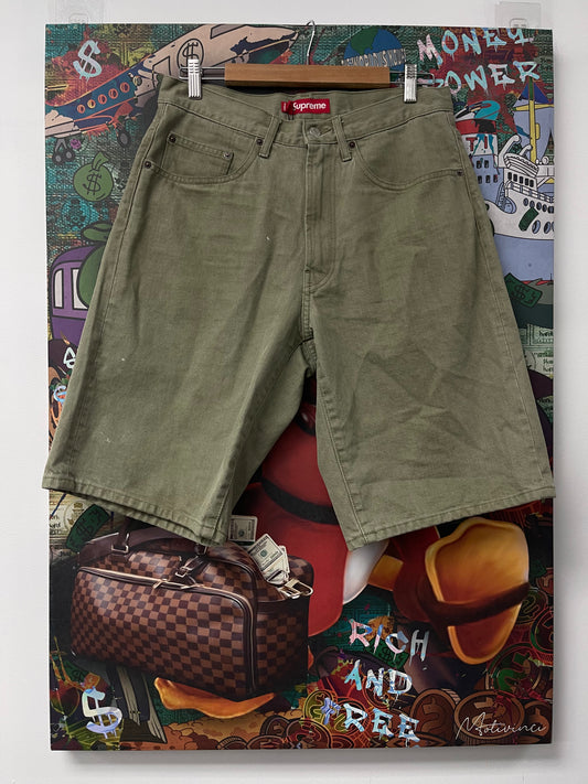 Supreme Carpenter Jean Shorts Khaki Olive Used