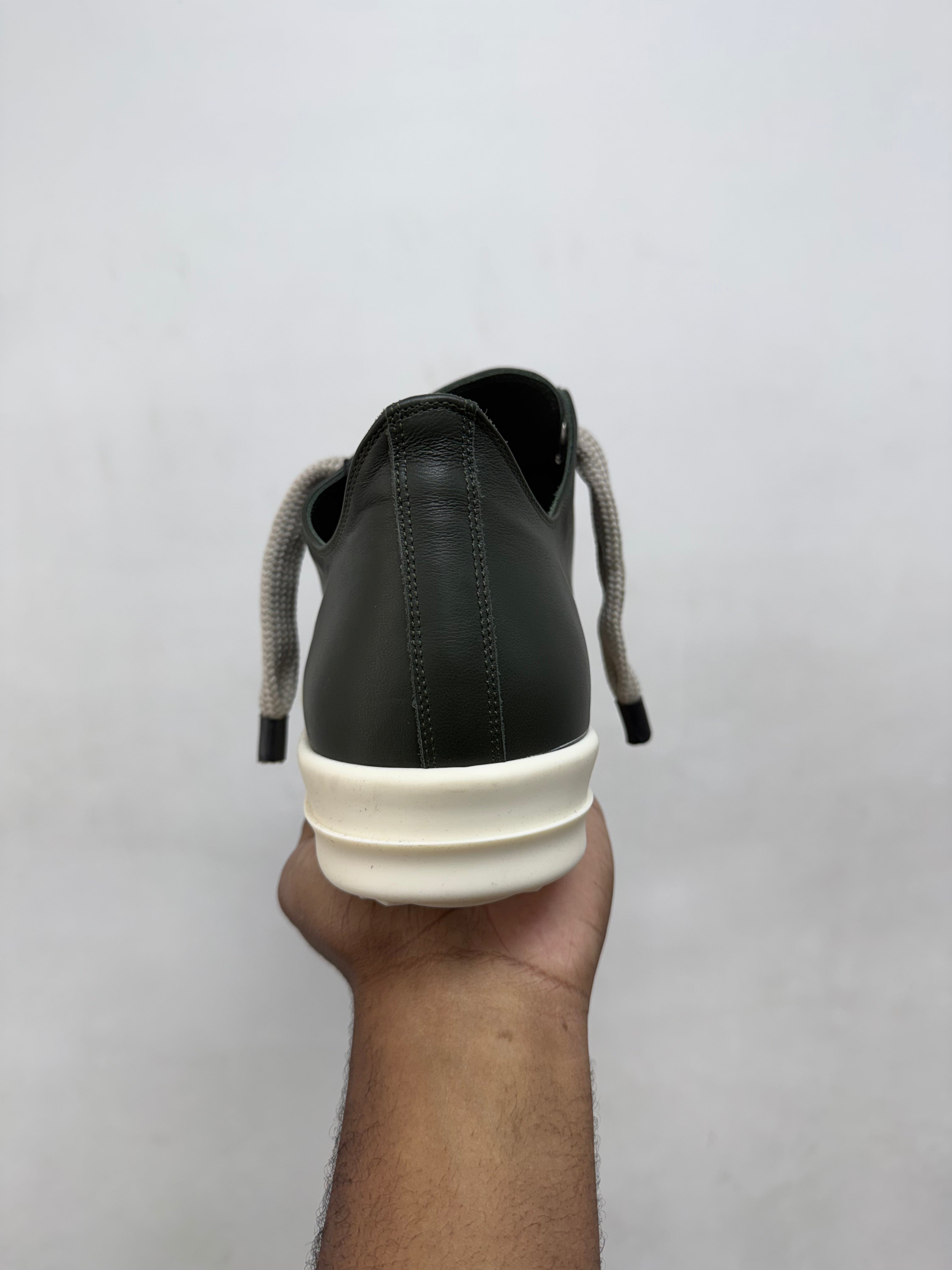 Rick Owens Forest Green Jumbo Lace Low Sneakers