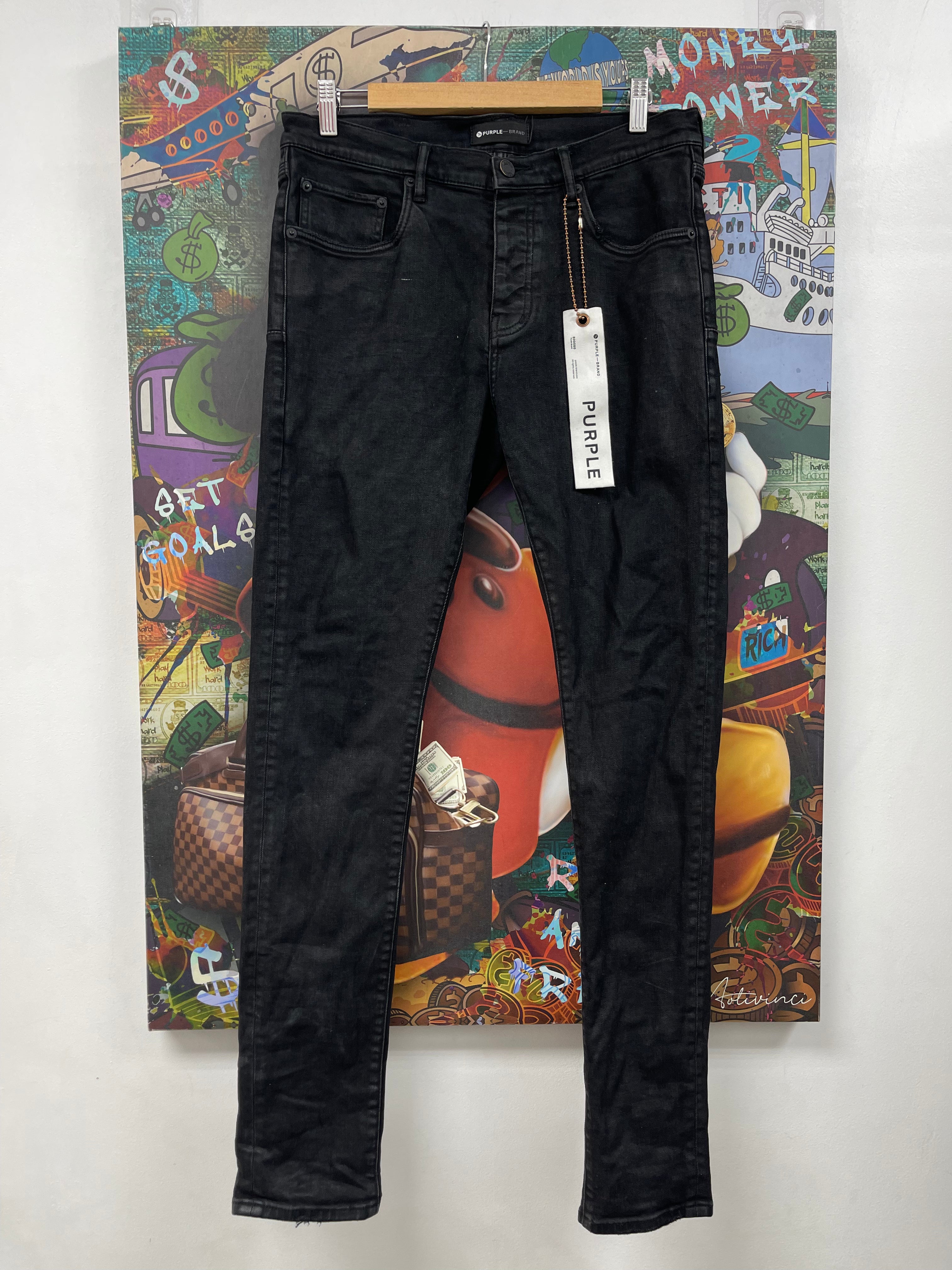Purple Brand Black Wash Wax Jeans
