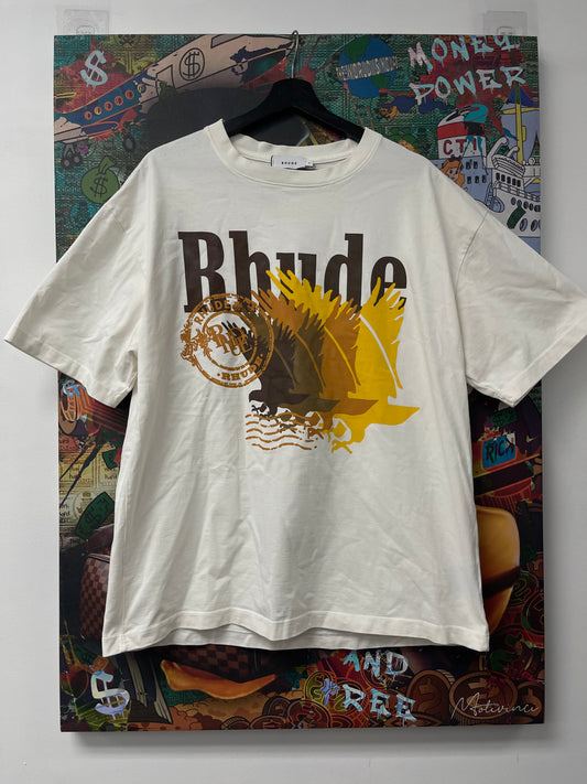 Rhude White Brown Eagle Tee Used