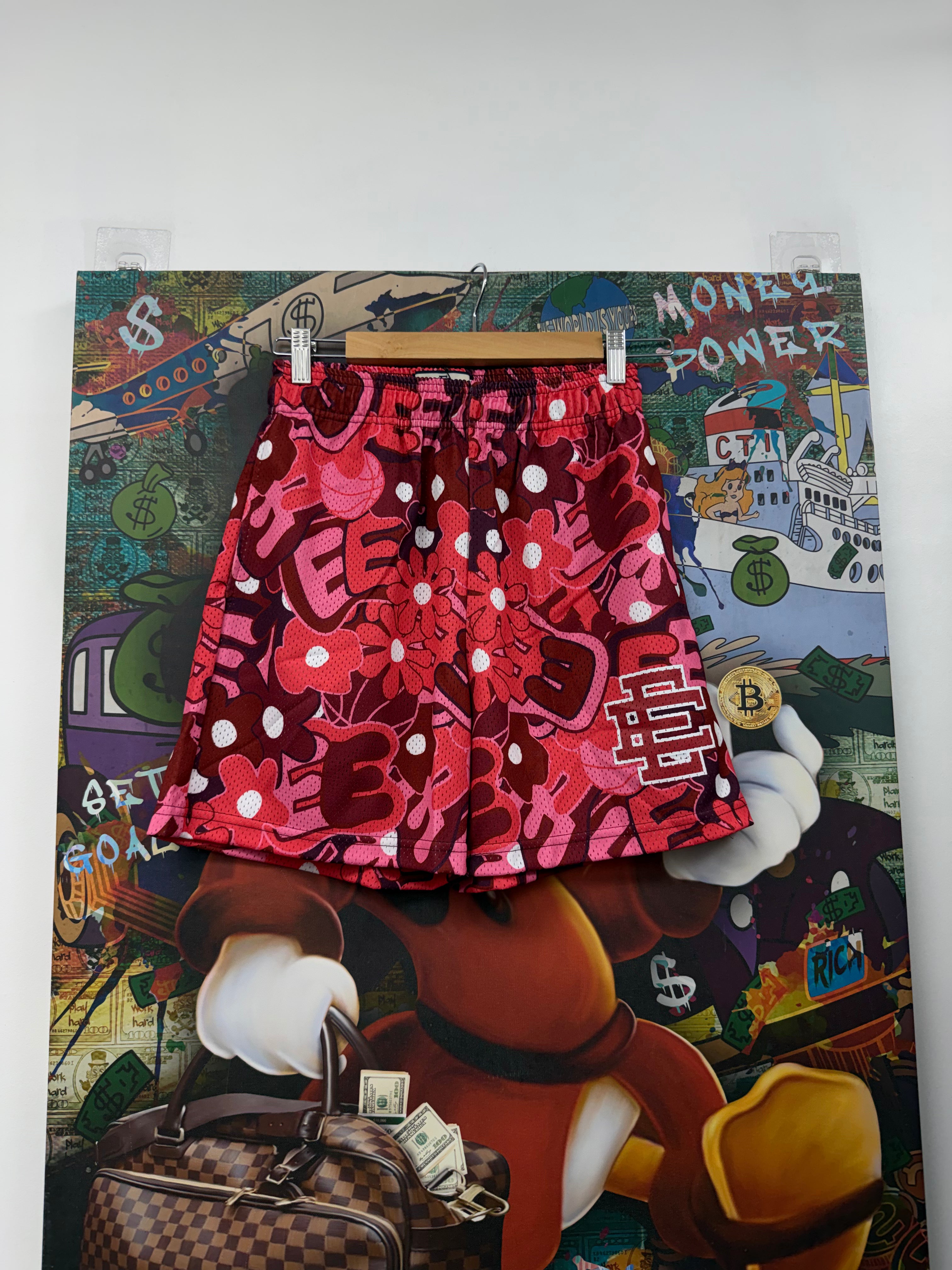 Eric Emanuel Pink Red Bubbly Floral Shorts