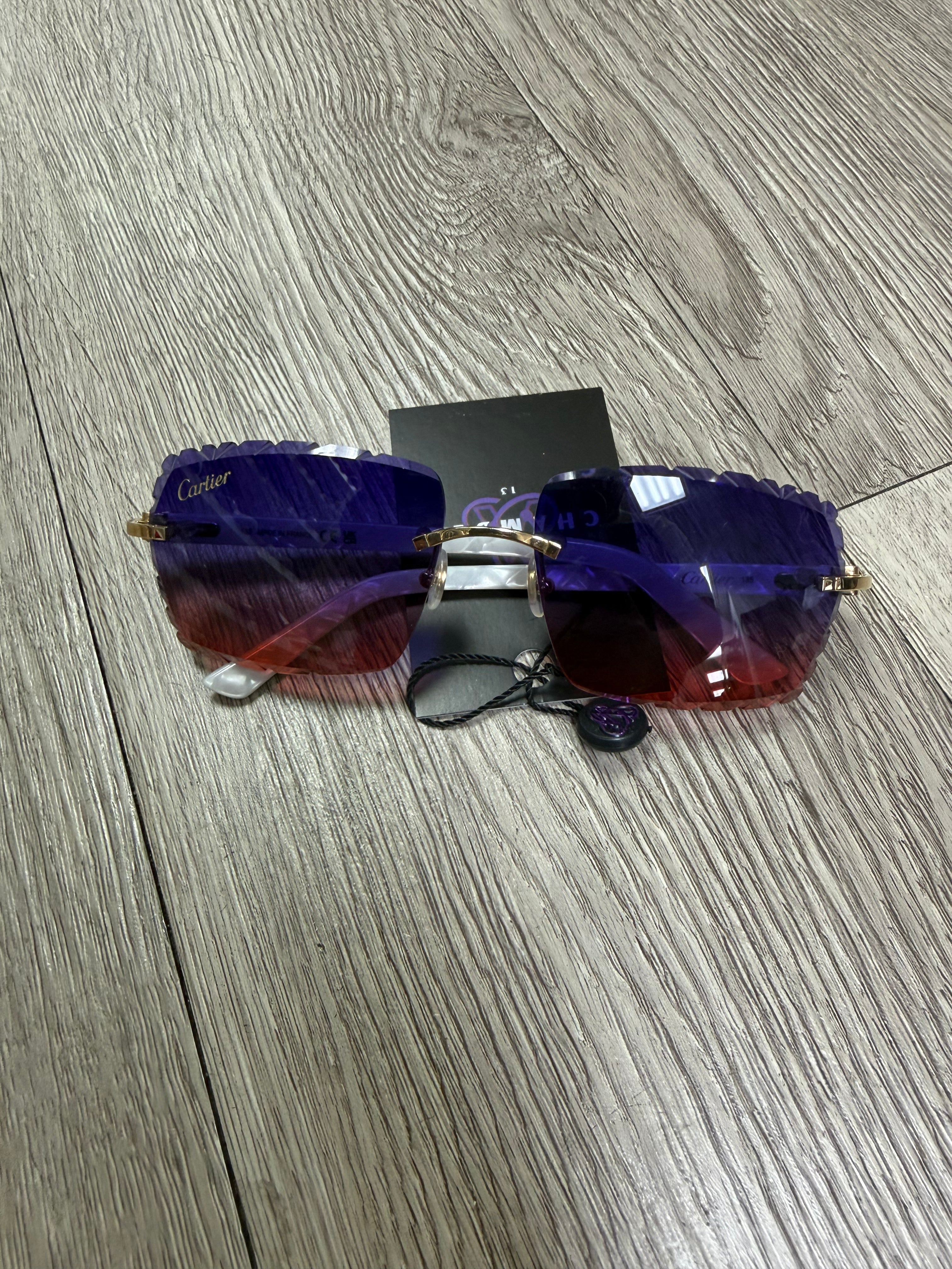 Cartier Sunset Pulse Acetate Diamond Cut Lens Sunglasses