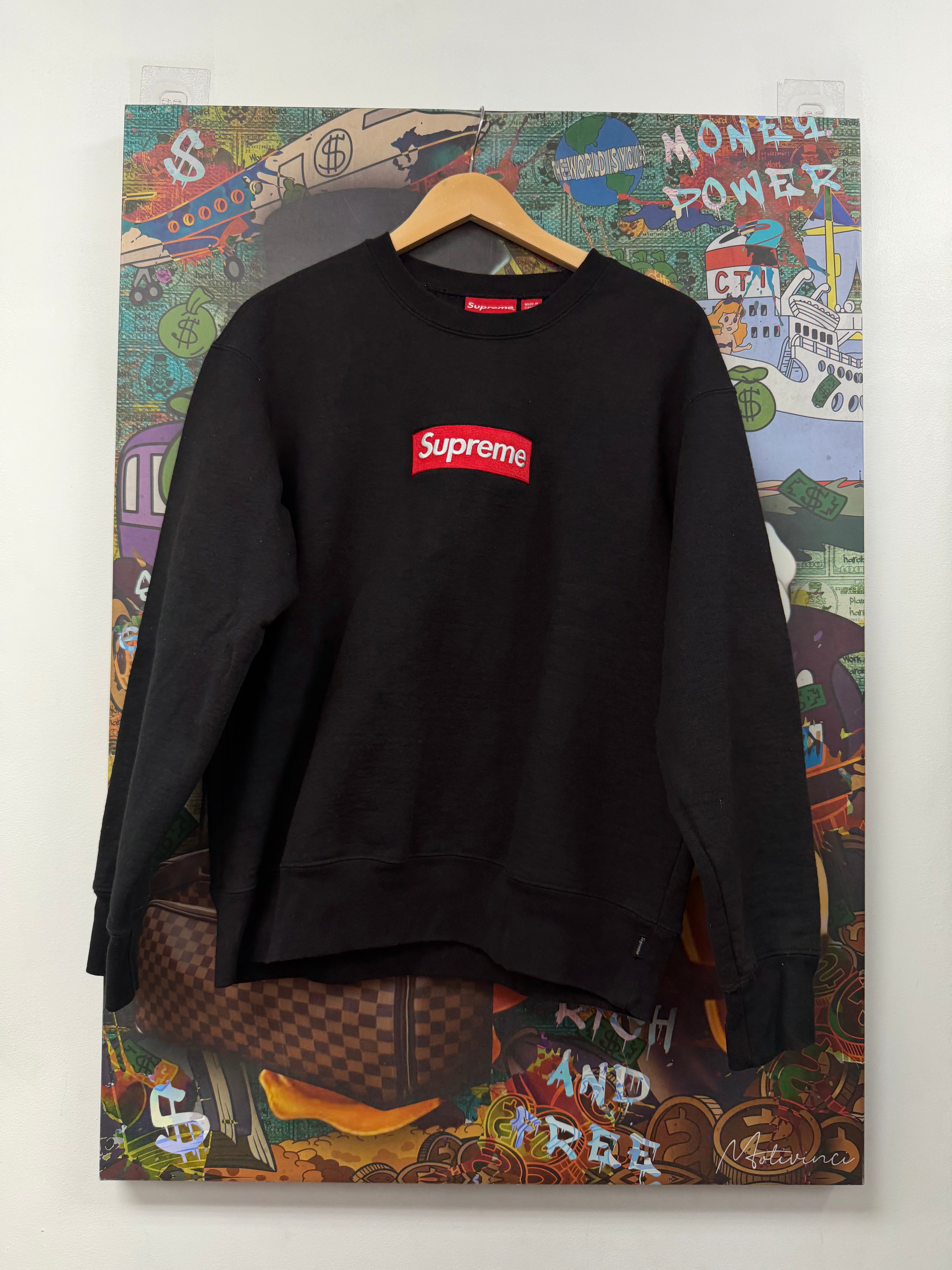 Supreme Black Red Box Logo Crewneck