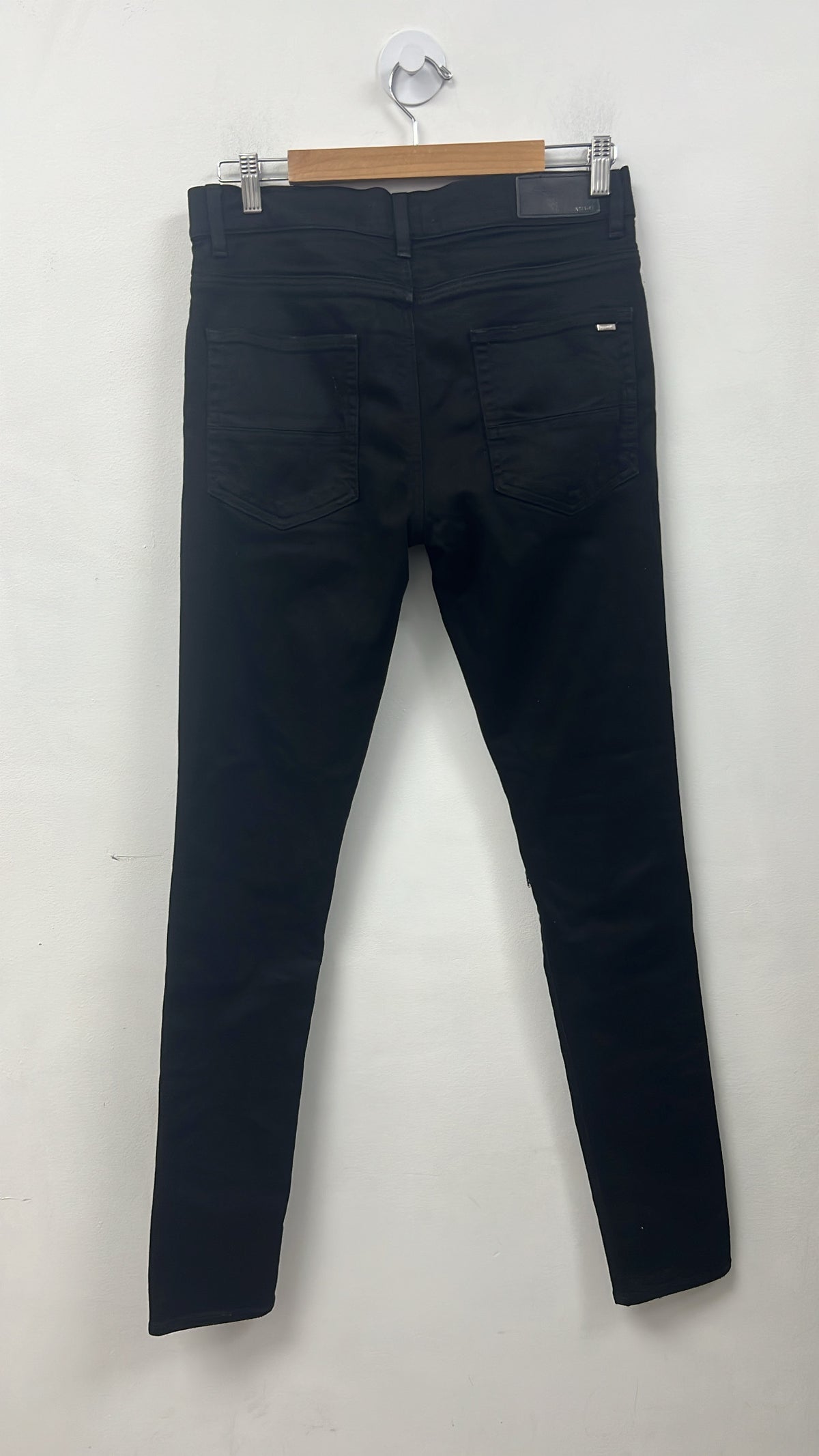 Amiri MX1 Black Black Leather Patch Jeans