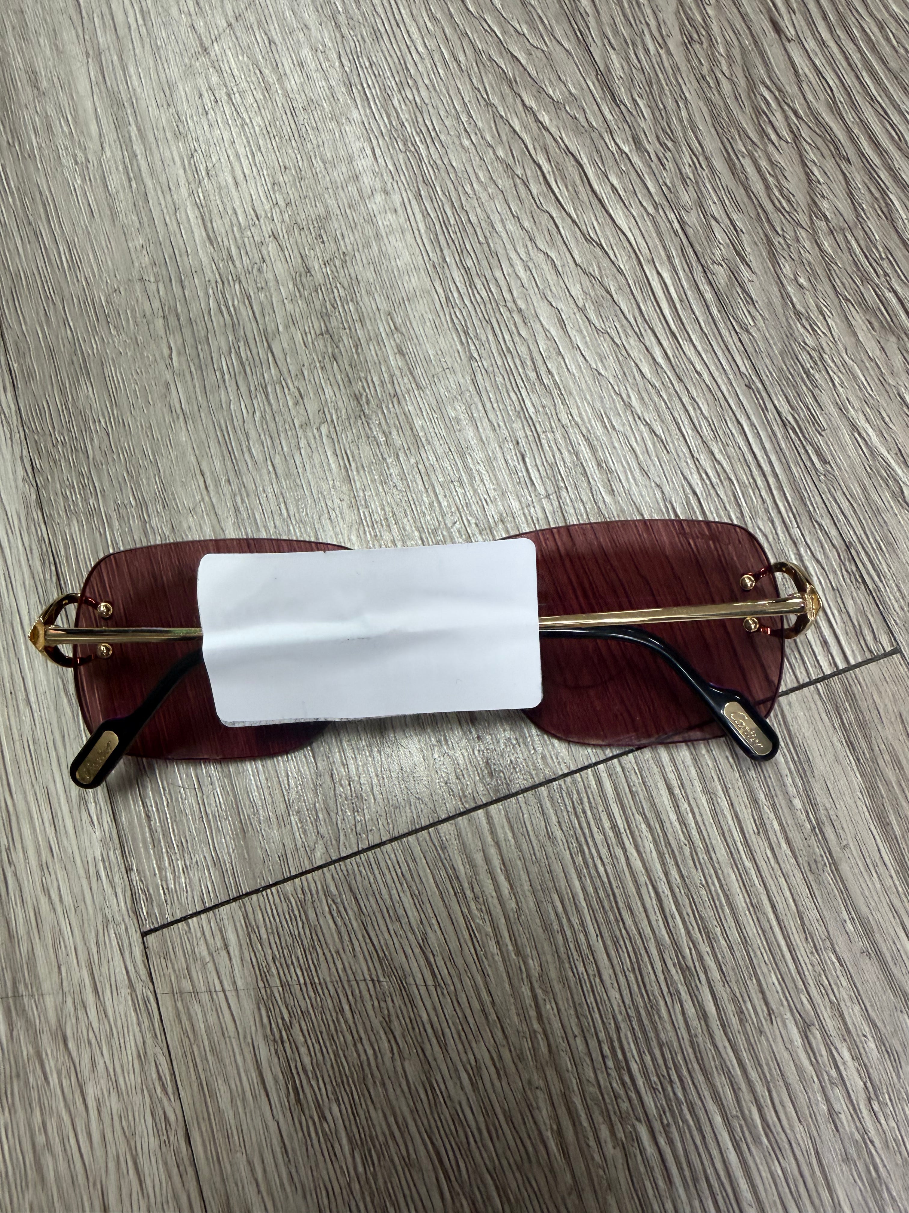 Cartier Gold C Wire Purple Lens Sunglasses