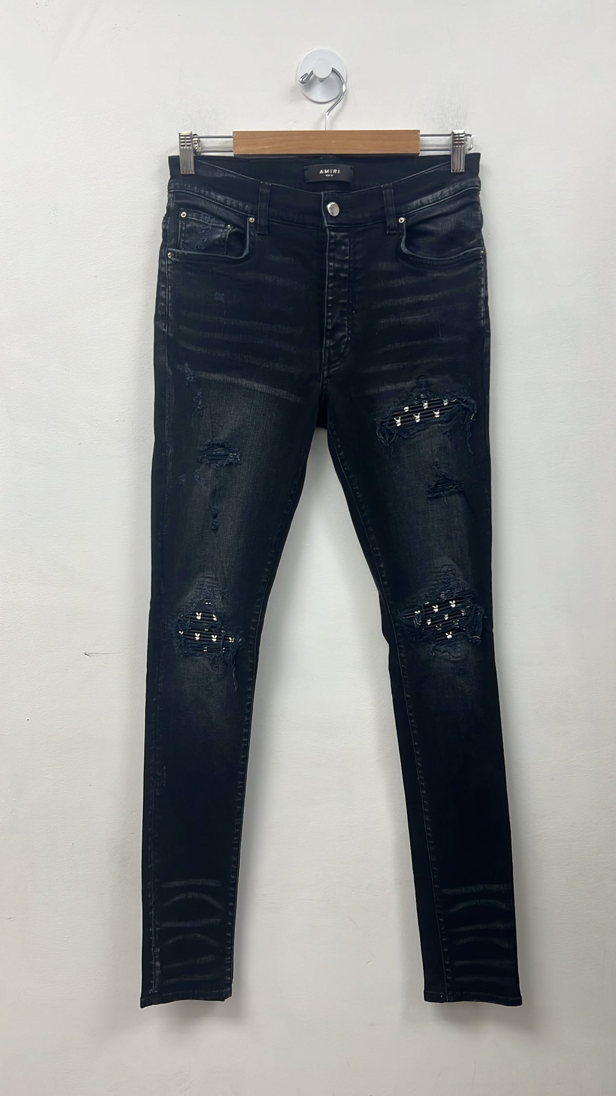 Amiri MX1 Black Wash Playboy Patch Jeans