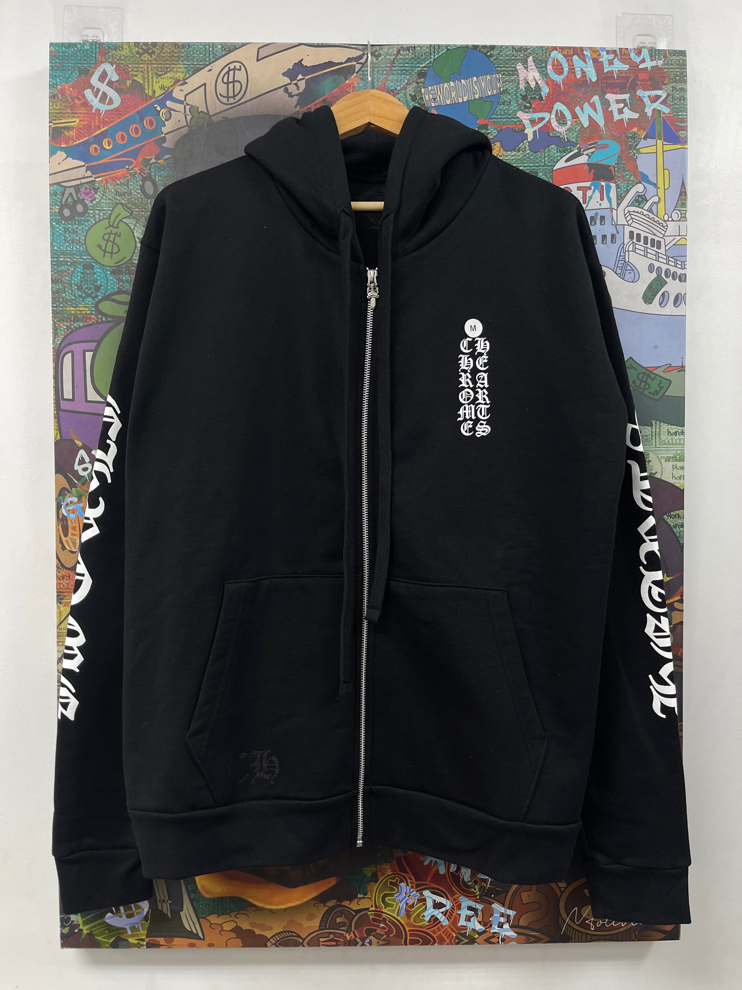 Chrome Hearts Black Vertical Logo Zip Up