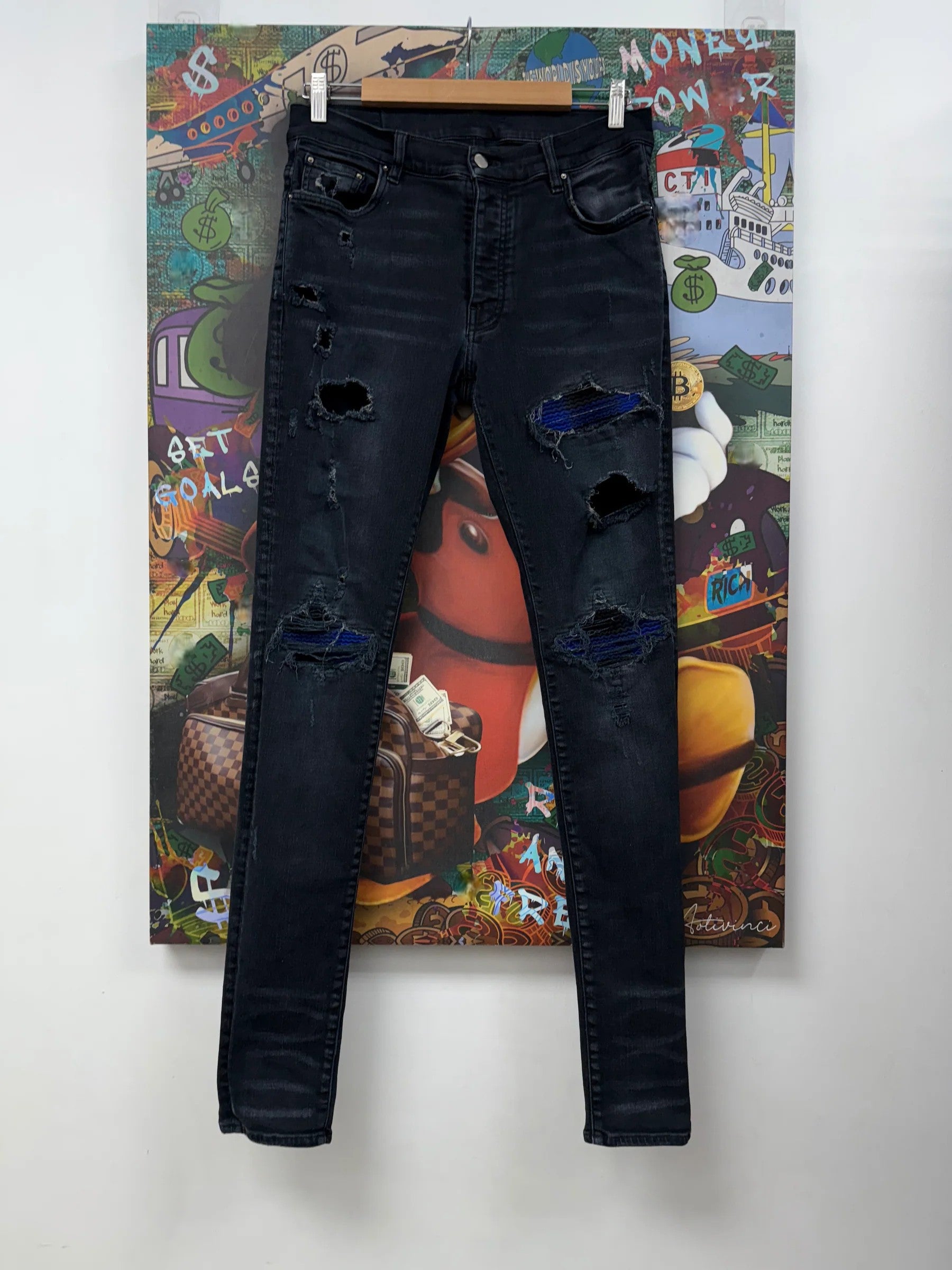 Amiri MX1 Patch Black & Blue Jeans
