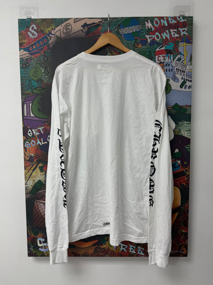 Chrome Hearts LS White Black Neck Logo New XL