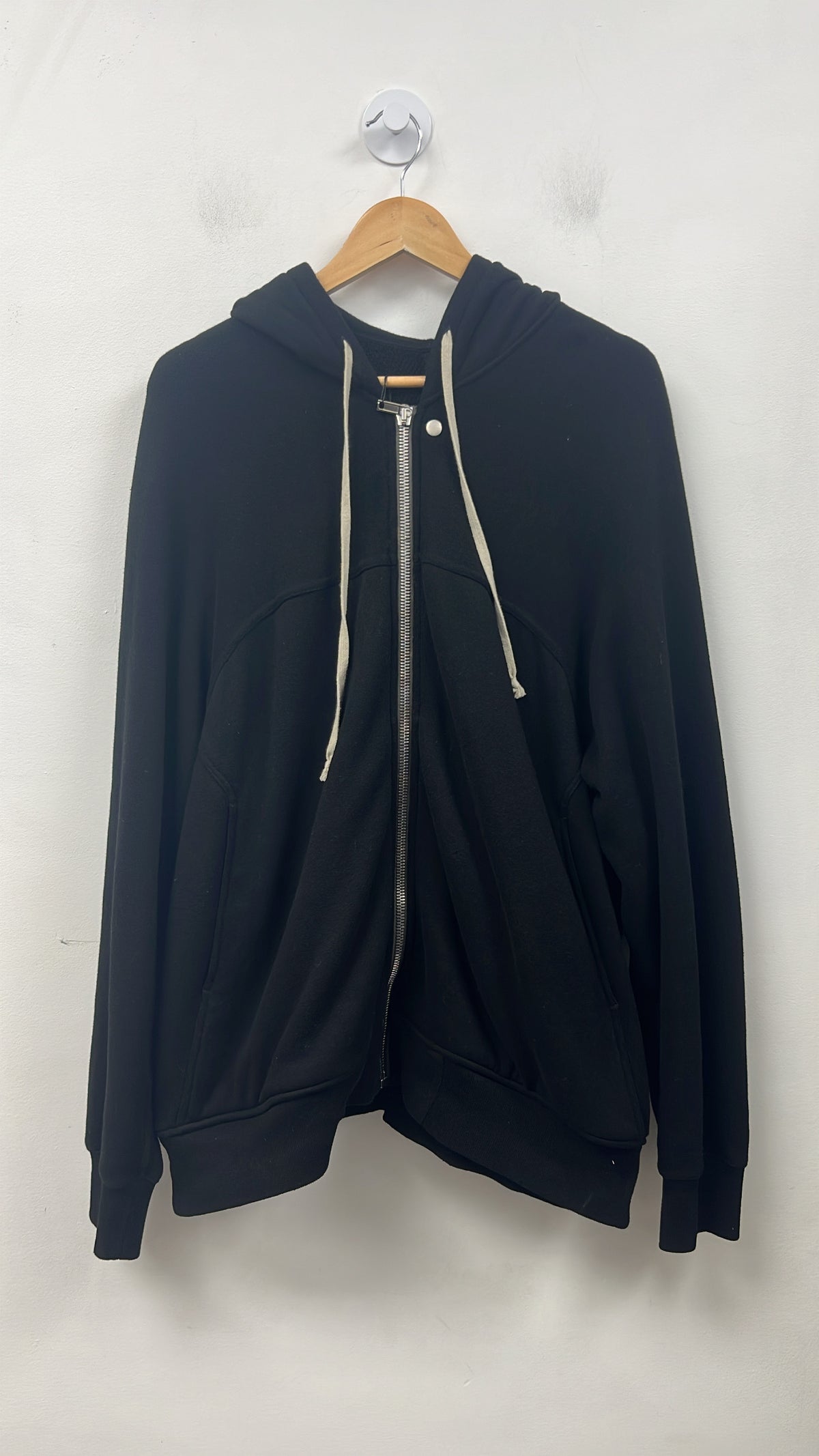 Rick Owens Black Slouchy Zip Up Hoodie