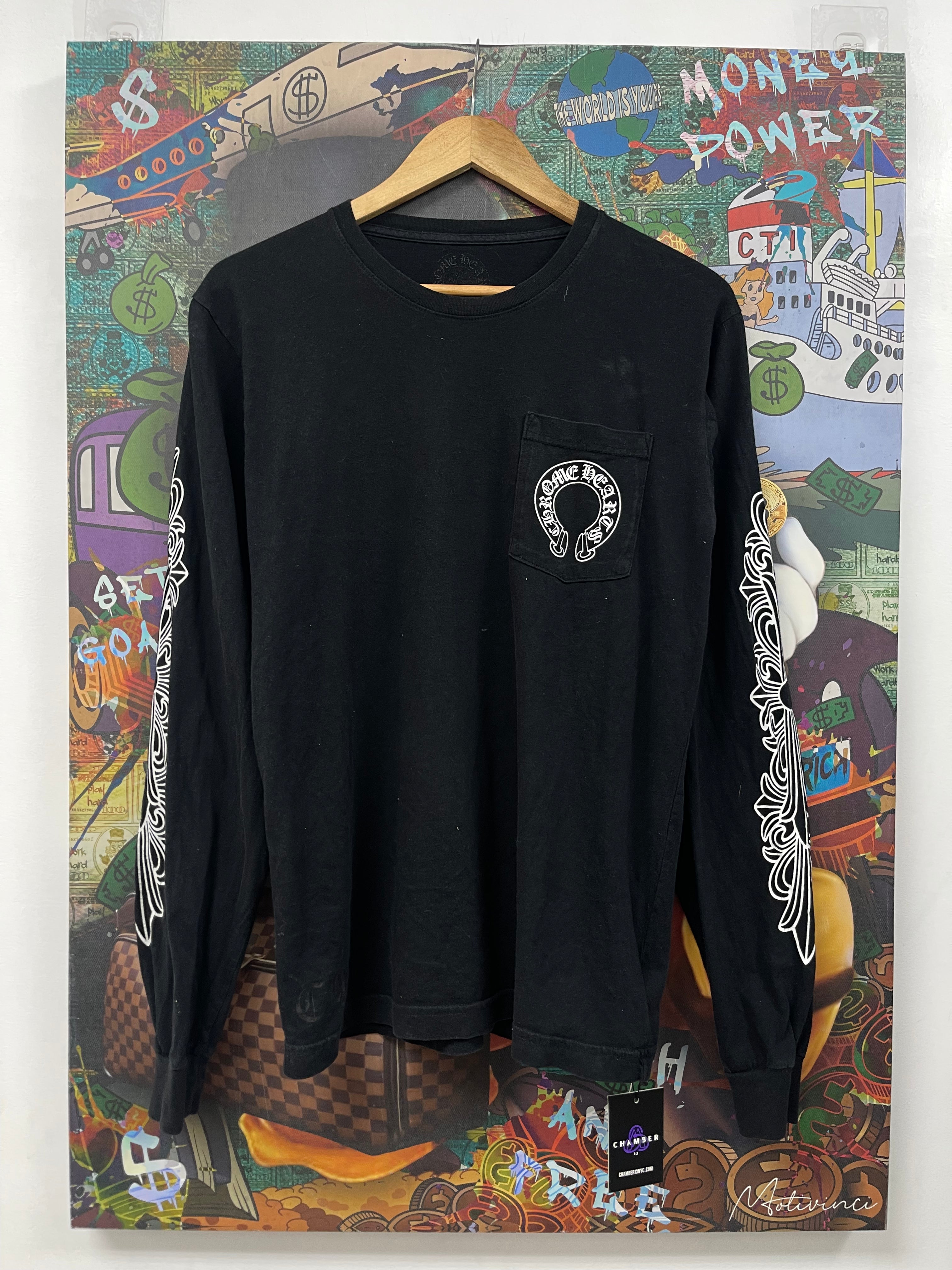 Chrome Hearts Black Floral Horseshoe Long Sleeve