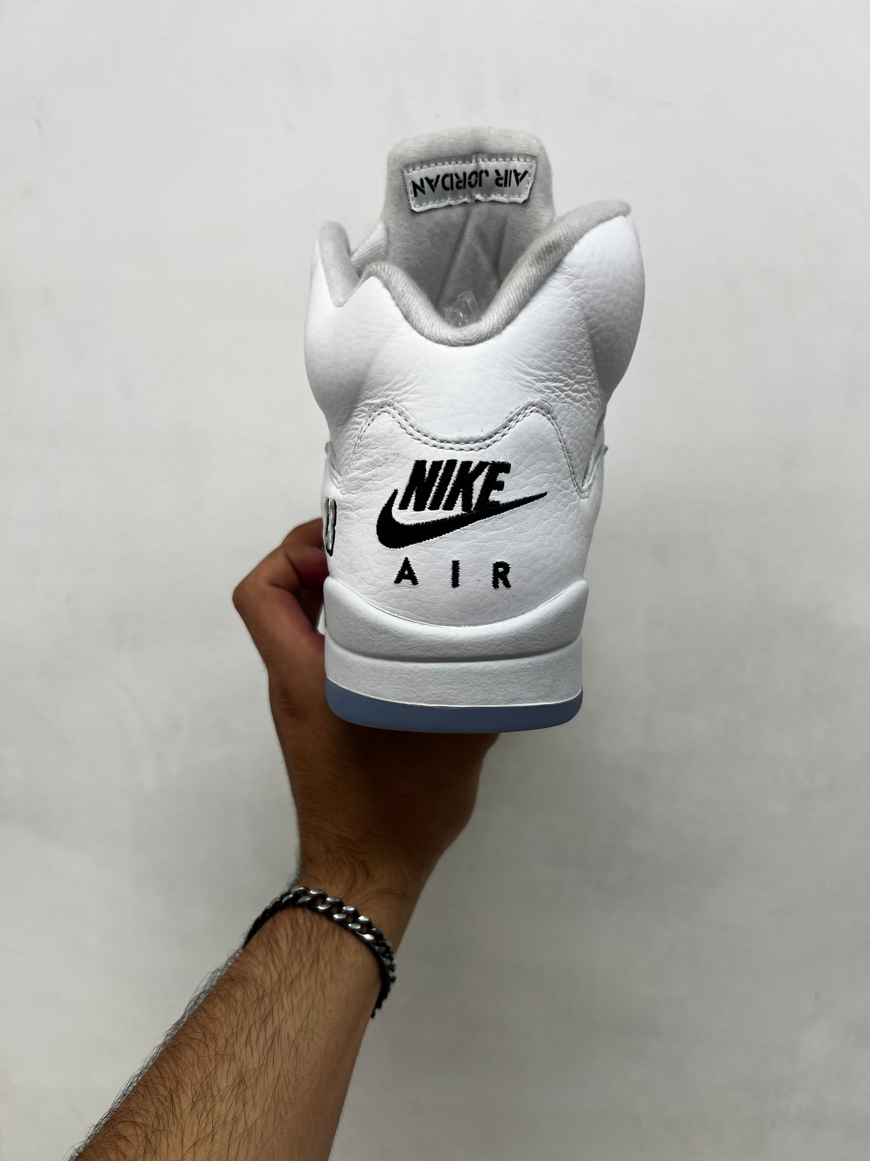 Jordan 5 White Metallic Sneakers