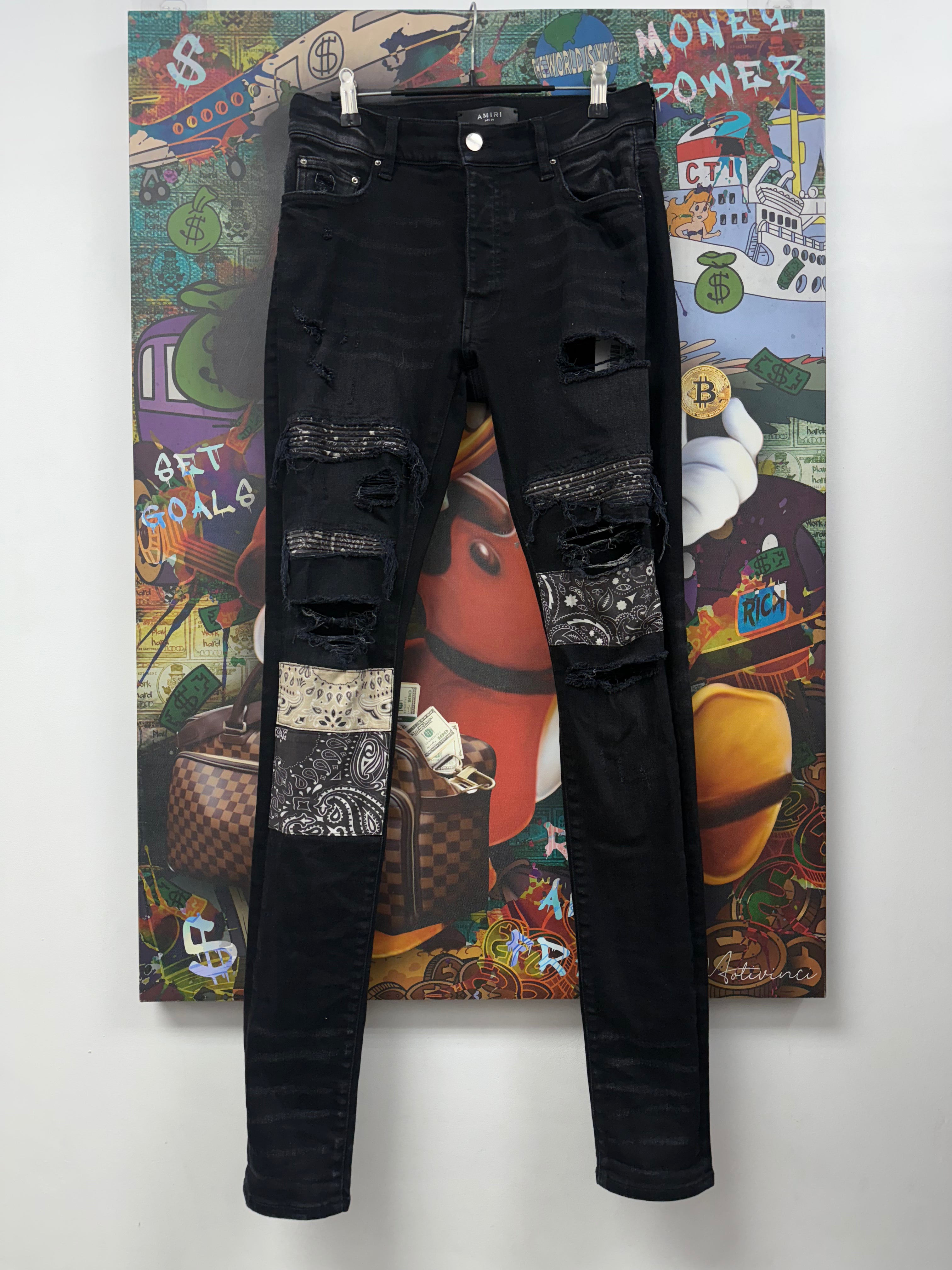 Amiri Black Vintage Patchwork Jeans