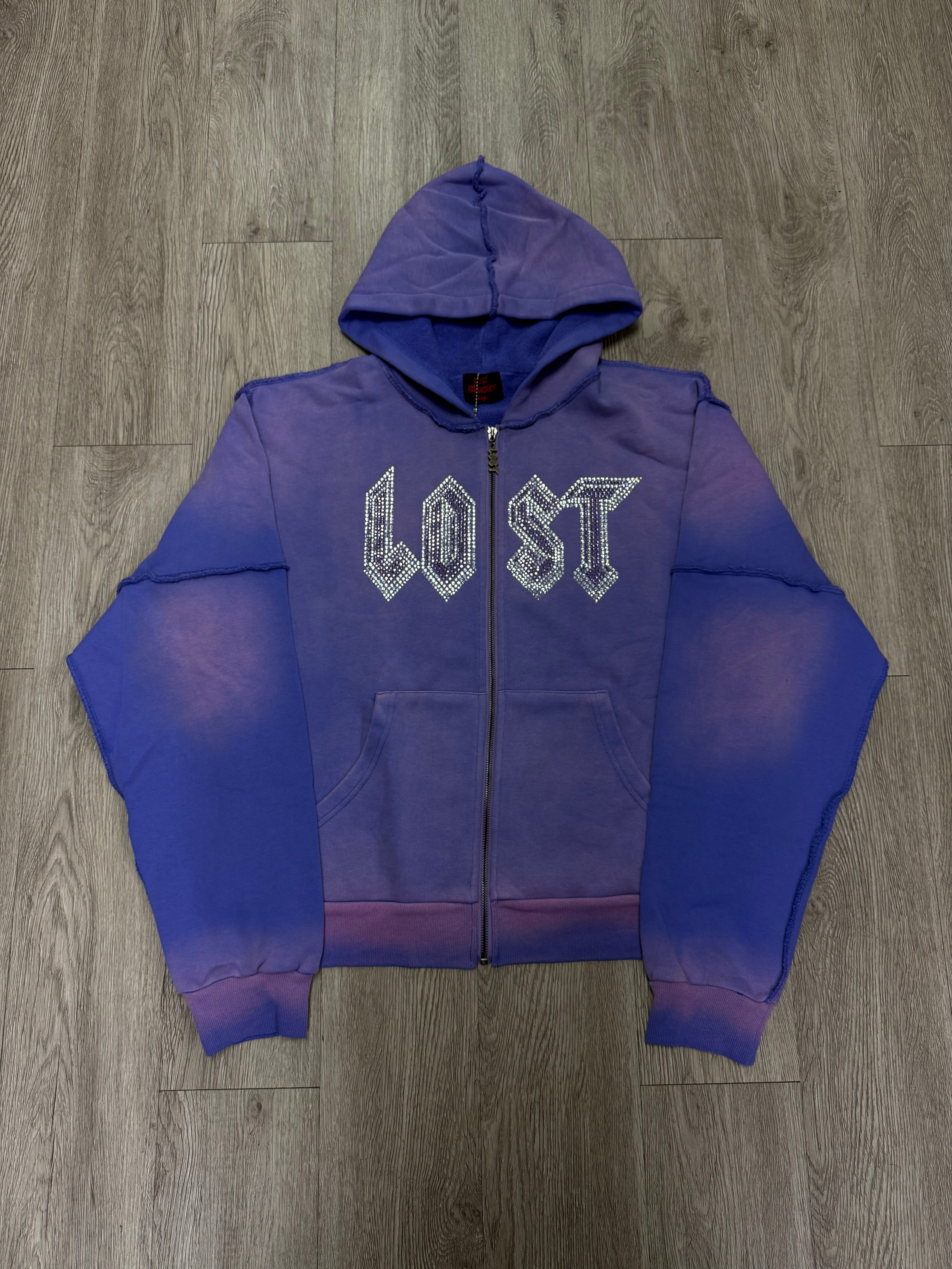 Lost Intricacy Acai Rhinestone Zip Up