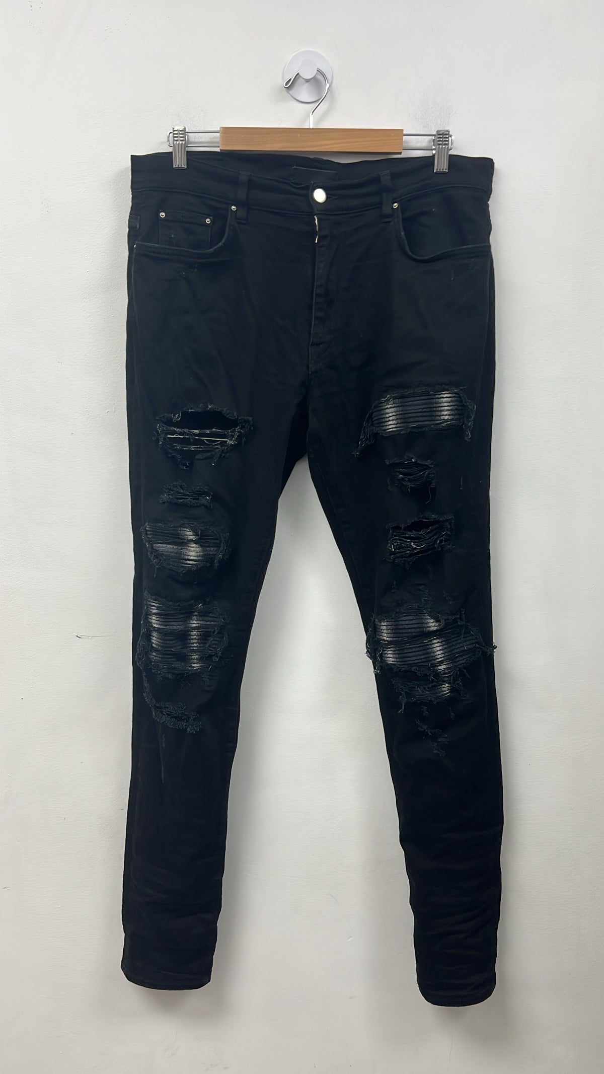 Amiri MX1 Black Flannel OG Patch Jeans
