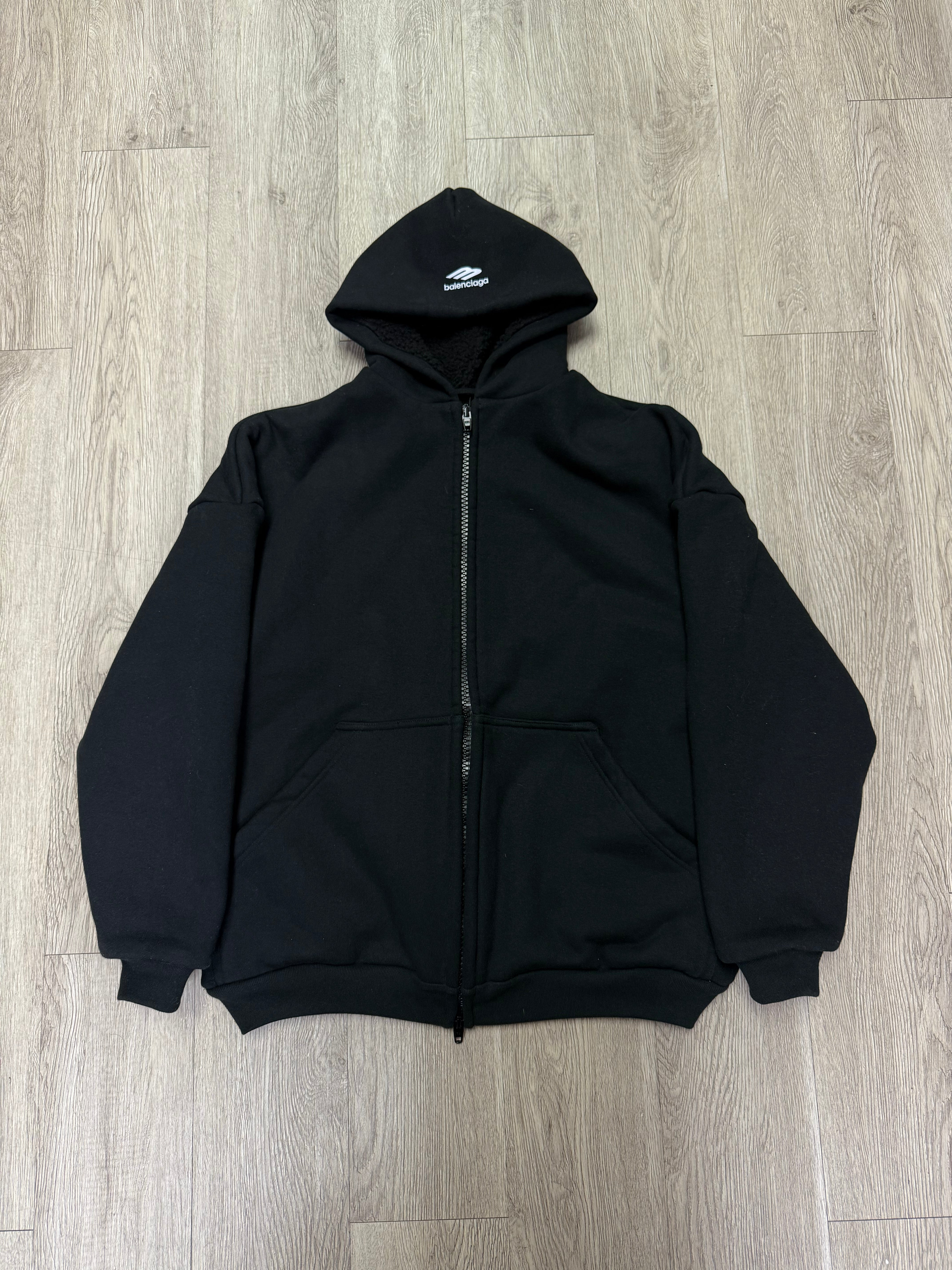 Balenciaga Boxy Sherpa Fleece Lined Zip Up