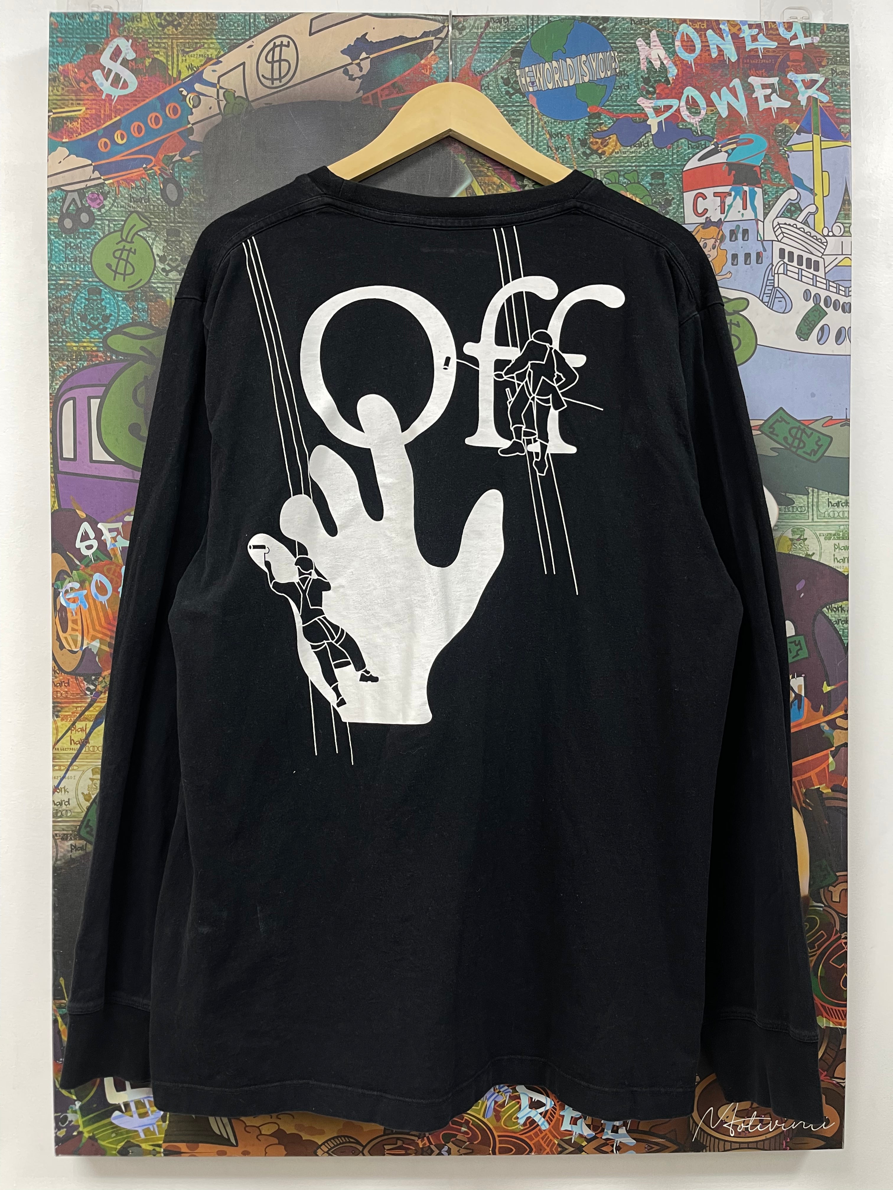 Off White Black Hand Paint (Bleach Stains) Long Sleeve