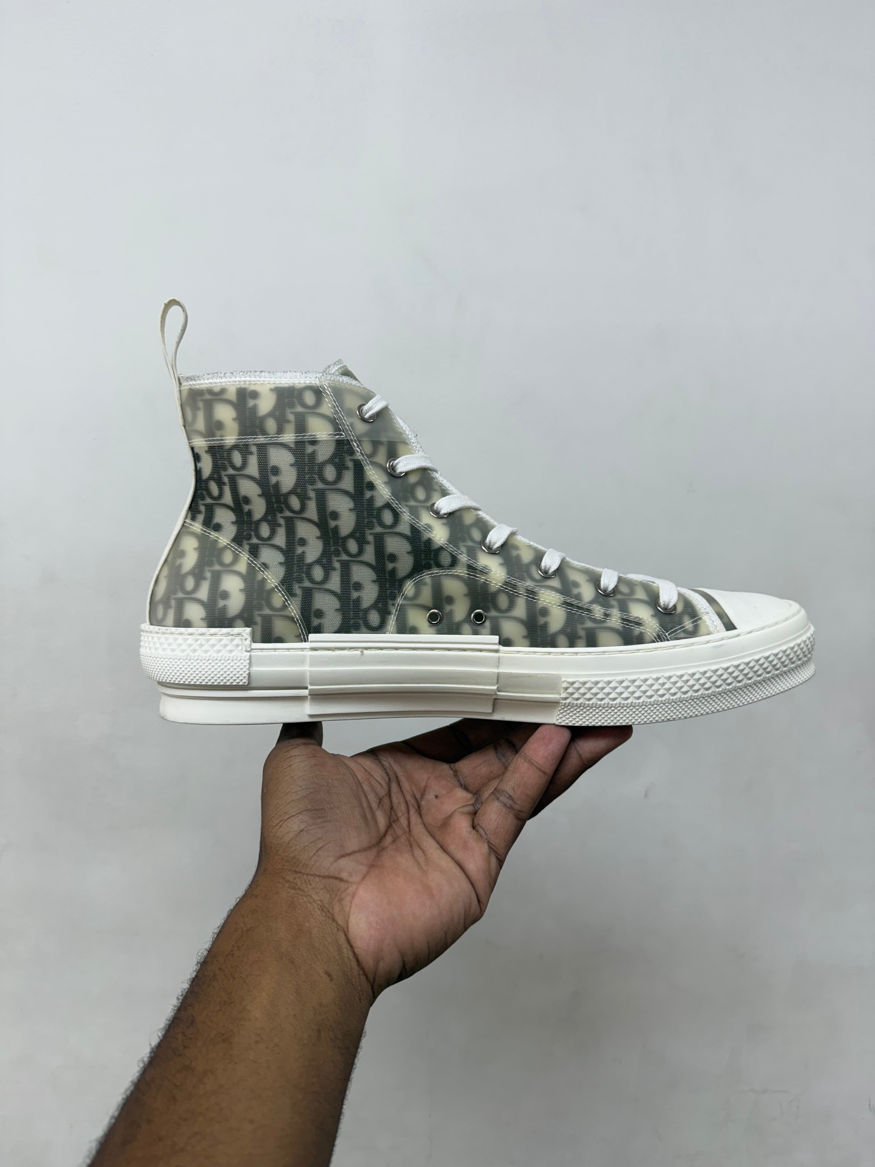 Dior B23 White Oblique Monogram Hi Sneakers