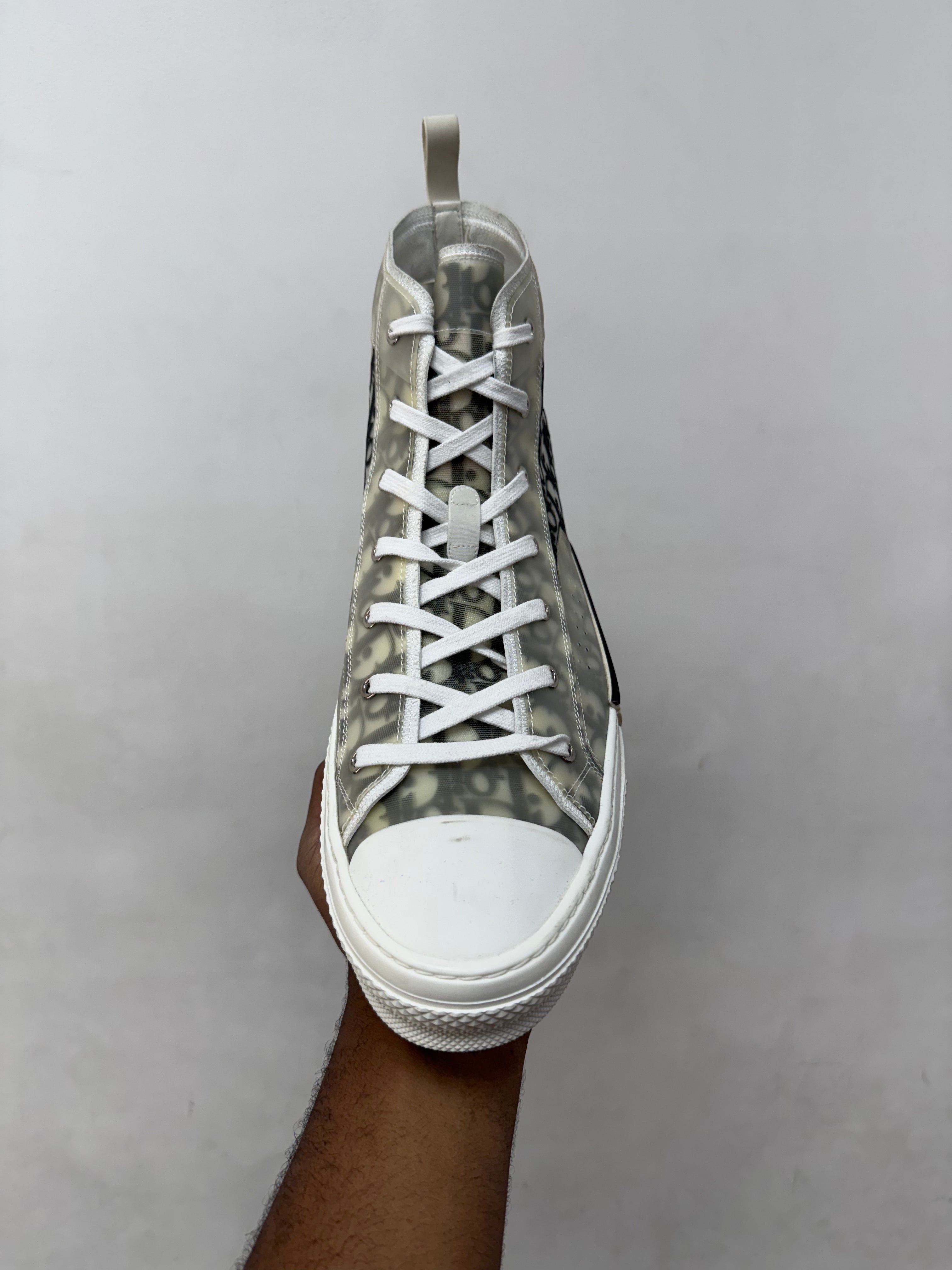 Dior B23 White Oblique Monogram Hi Sneakers